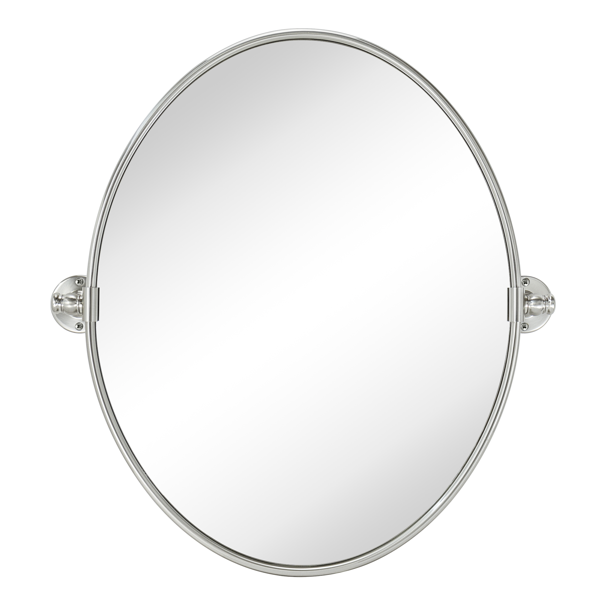 Luecinda Oval Metal Wall Mirror-19x24-Brushed Nickel