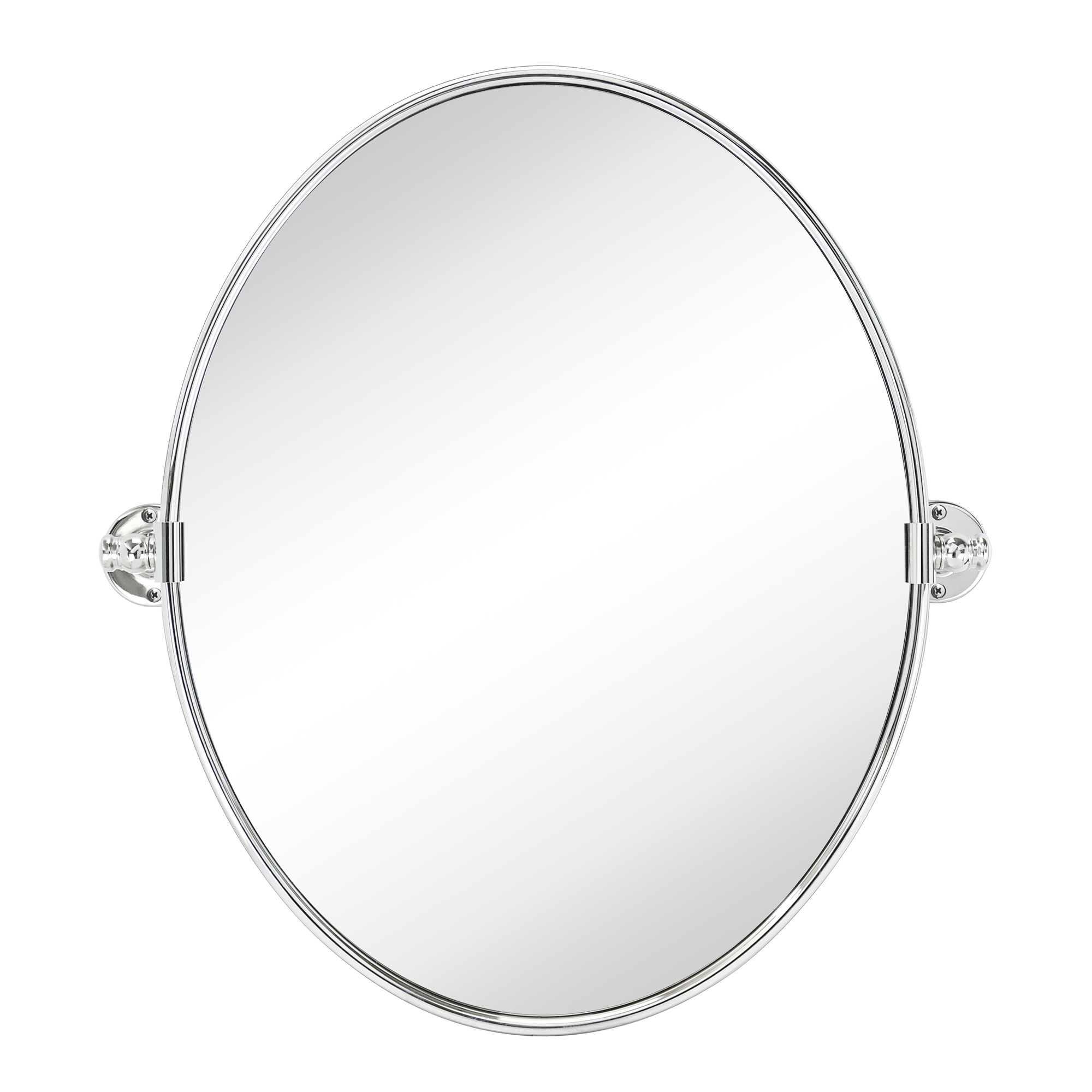Luecinda Oval Metal Wall Mirror-19x24-Chrome