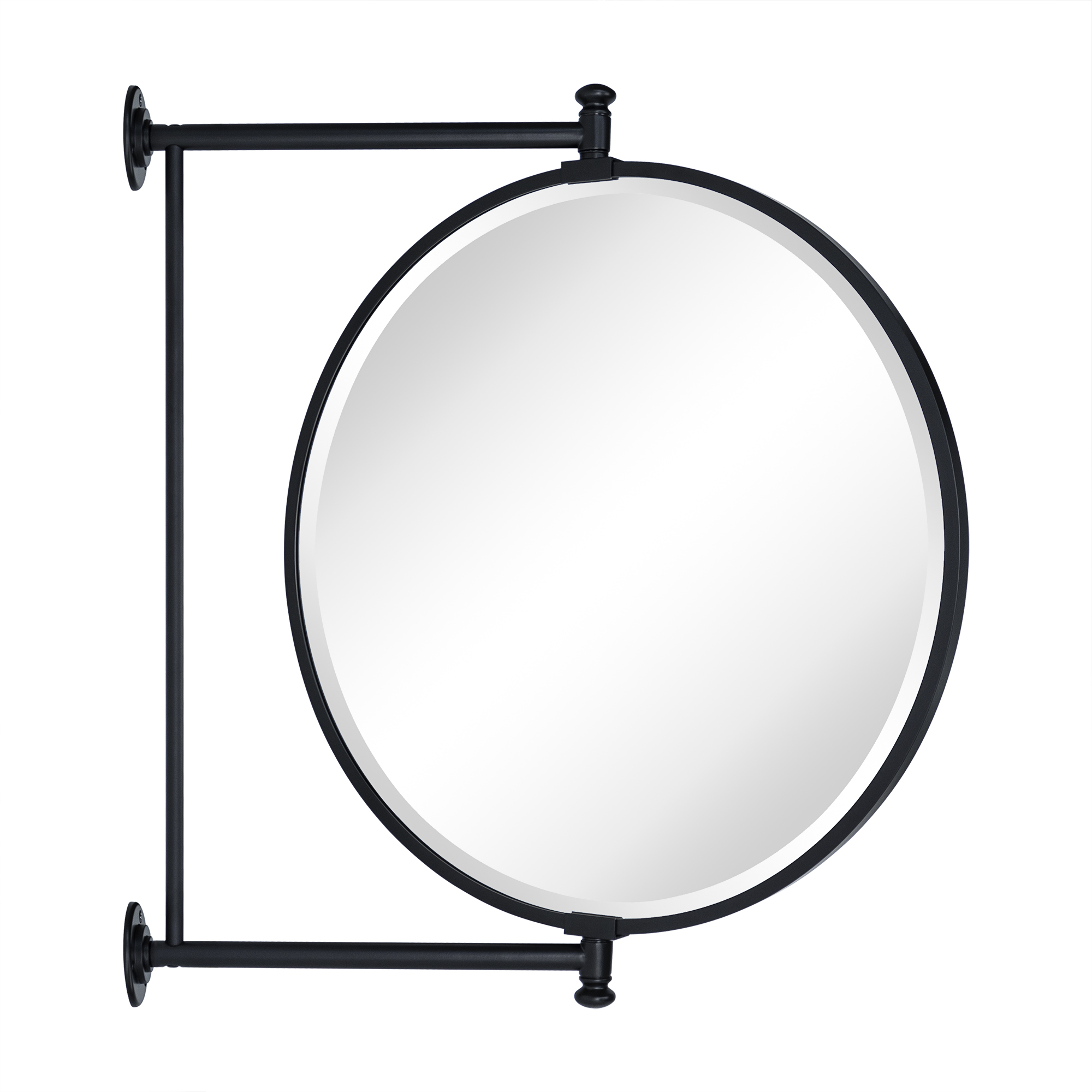 Corrente Pivot-N-View Circle Round Mirror for Window Bathroom Vanity-24"Dia-Black