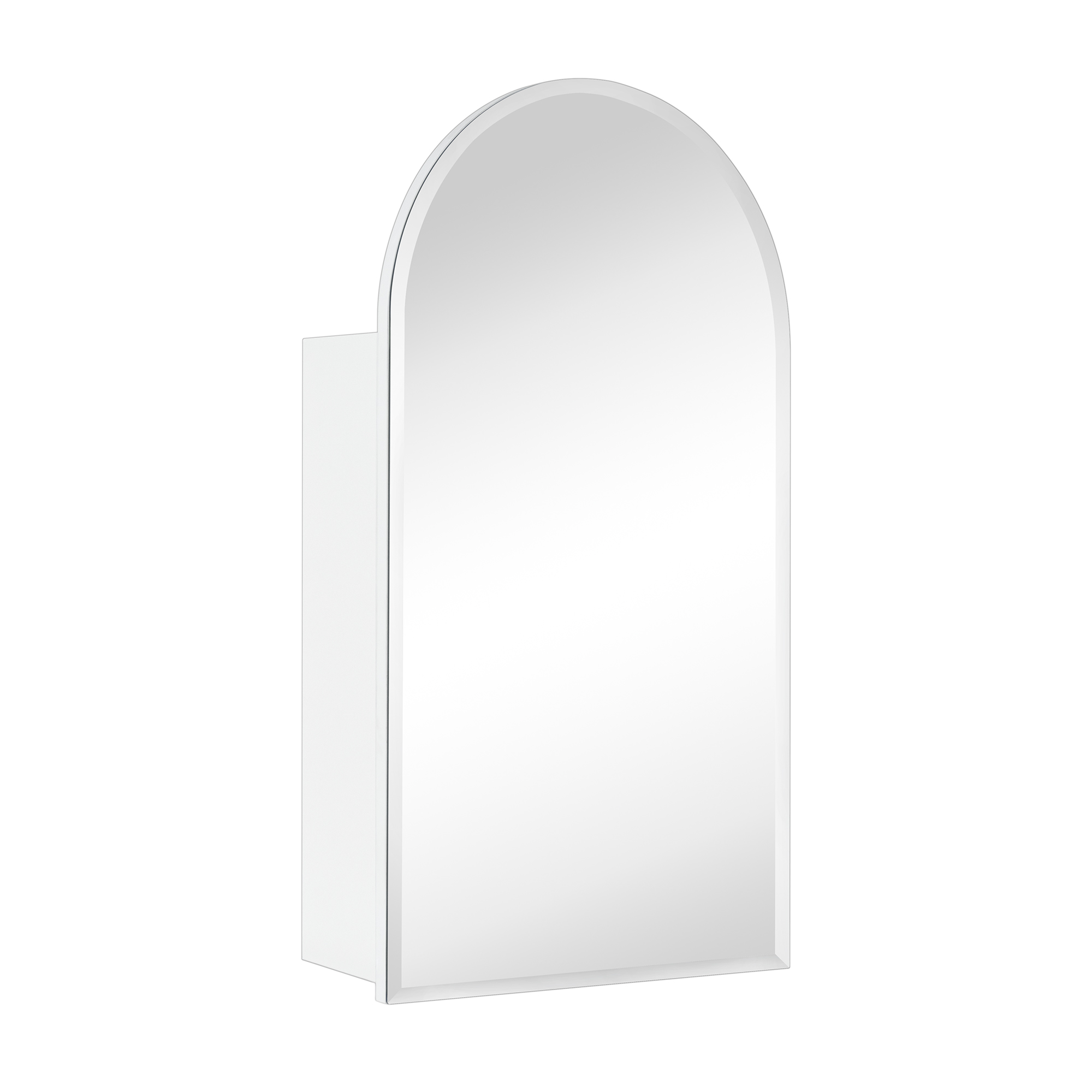 TOMACE White Frameless Arch Medicine Cabinet with Mirror Recess & Surface Mount Cabinet with Mirror for Bathroom, 28'' H x 16'' W