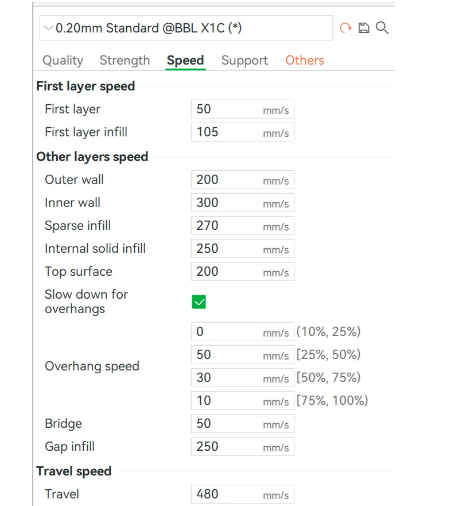 Bambu Studio Speed Settings