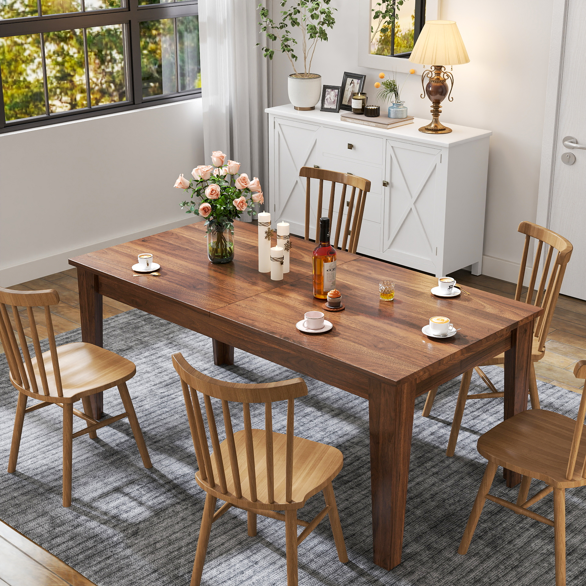  71"-106" Rectangular Extendable Dining Table for 4 - 12 People