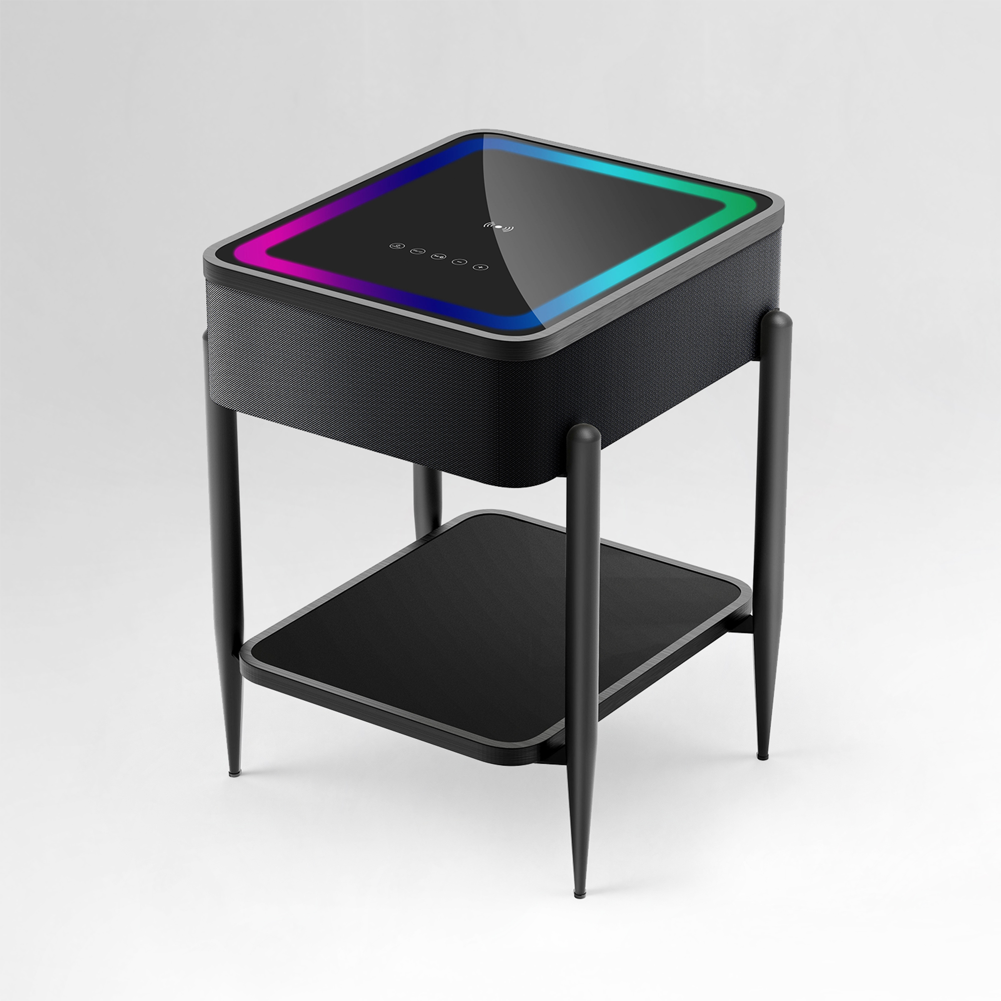 Smart Side Table with Built-in Bluetooth Speaker & Wireless Charging