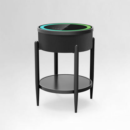 Joysource Round Side Table with Built-in Speaker & Wireless Charging