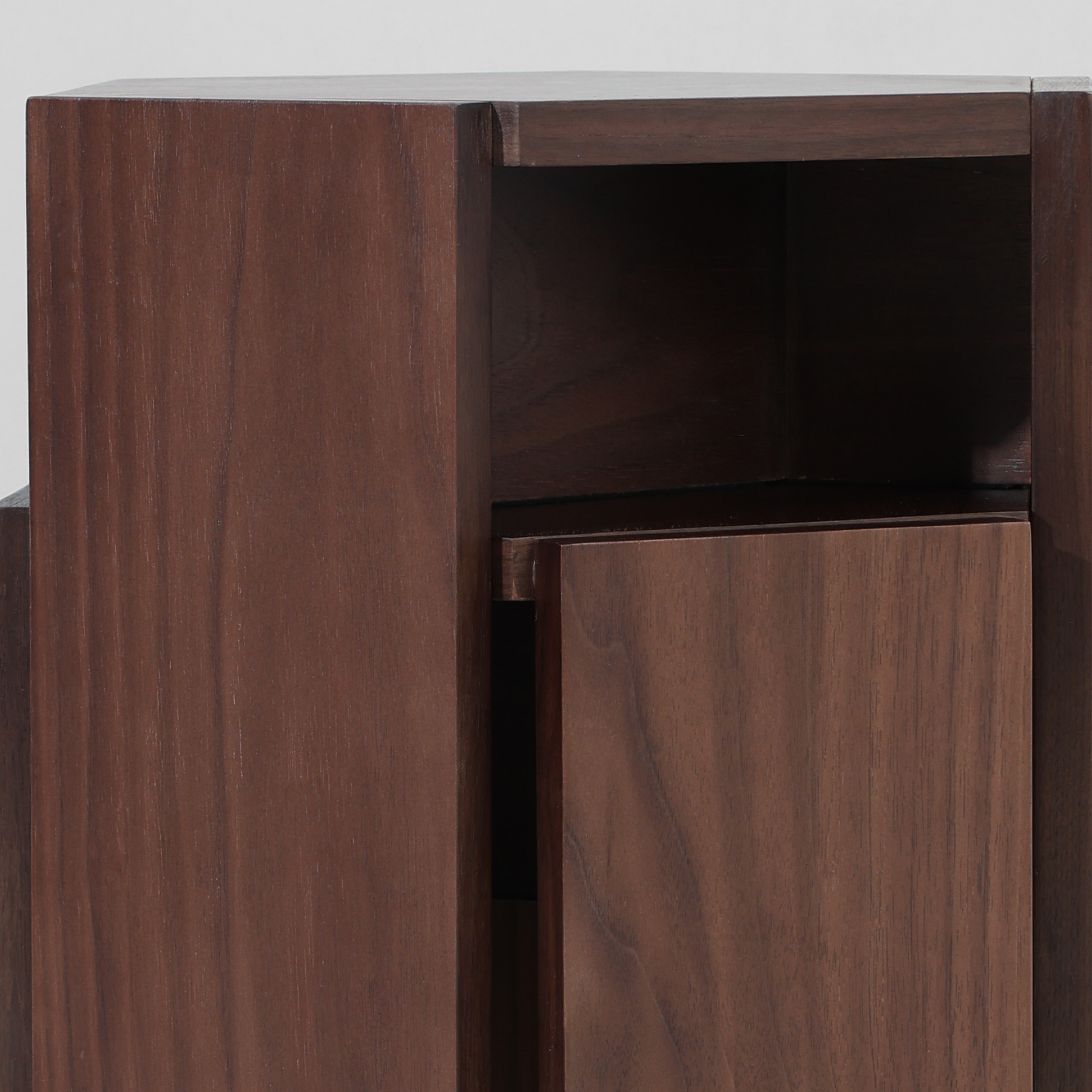 Walnut Hexagonal Stacking Stools (Set of 2) | Modular Side Table & Seat