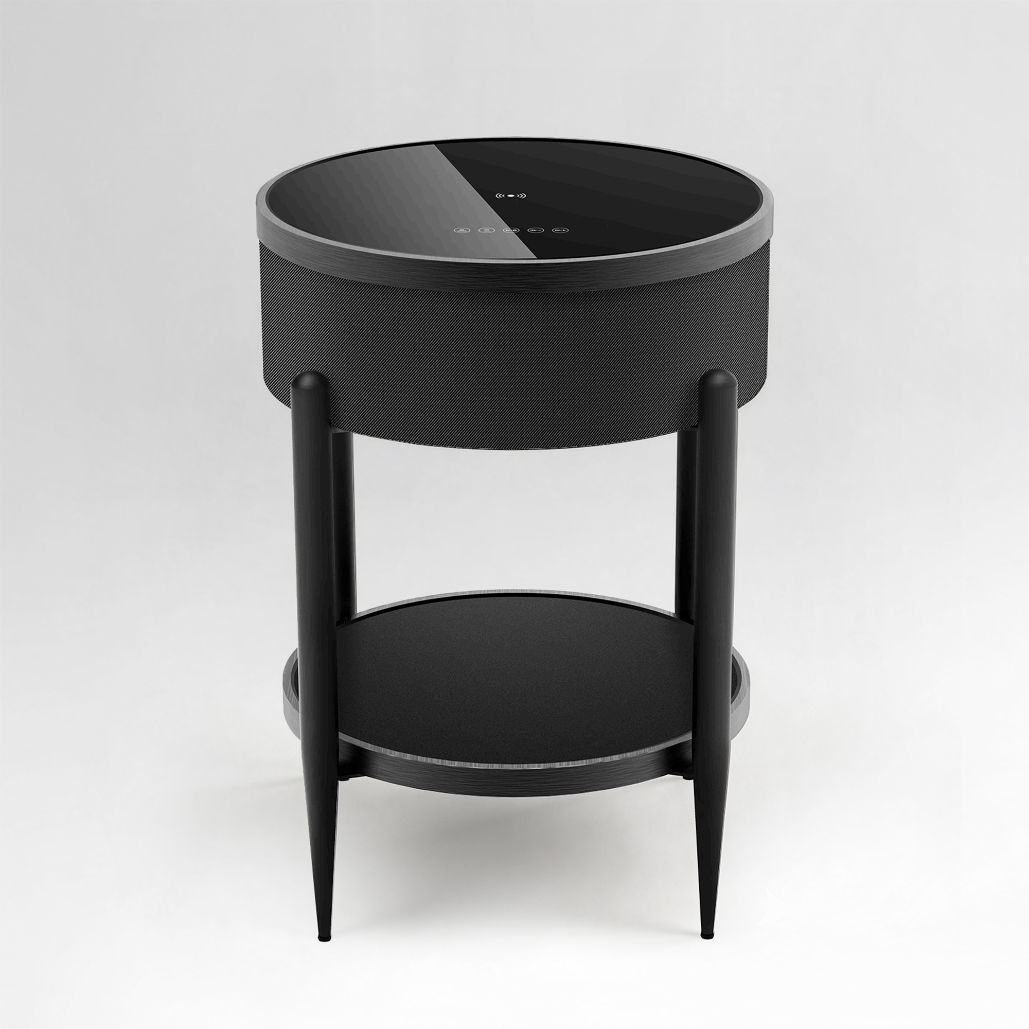 Round Smart Side Table with Built-in Bluetooth Speaker & Wireless Charging