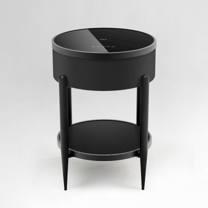 Round Smart Side Table with Built-in Bluetooth Speaker & Wireless Charging