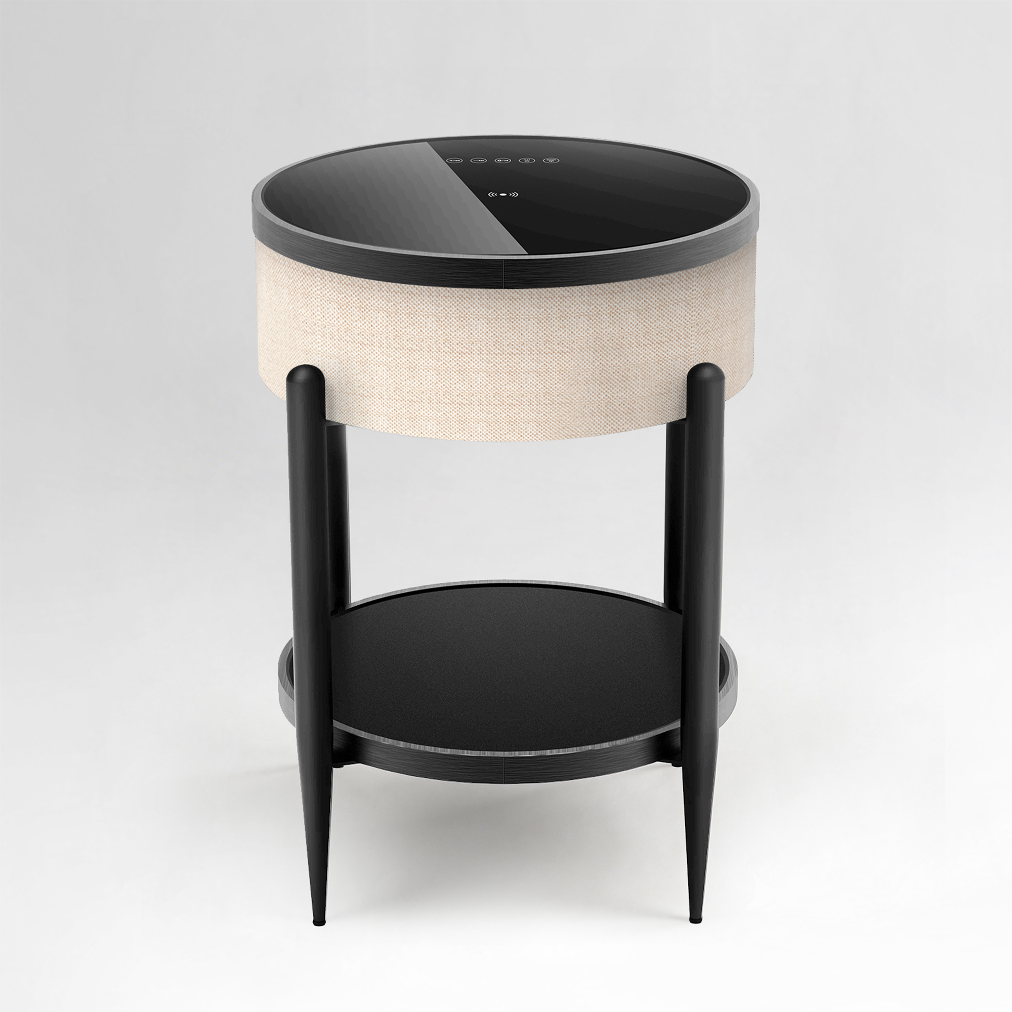 Round Smart Side Table with Built-in Bluetooth Speaker & Wireless Charging