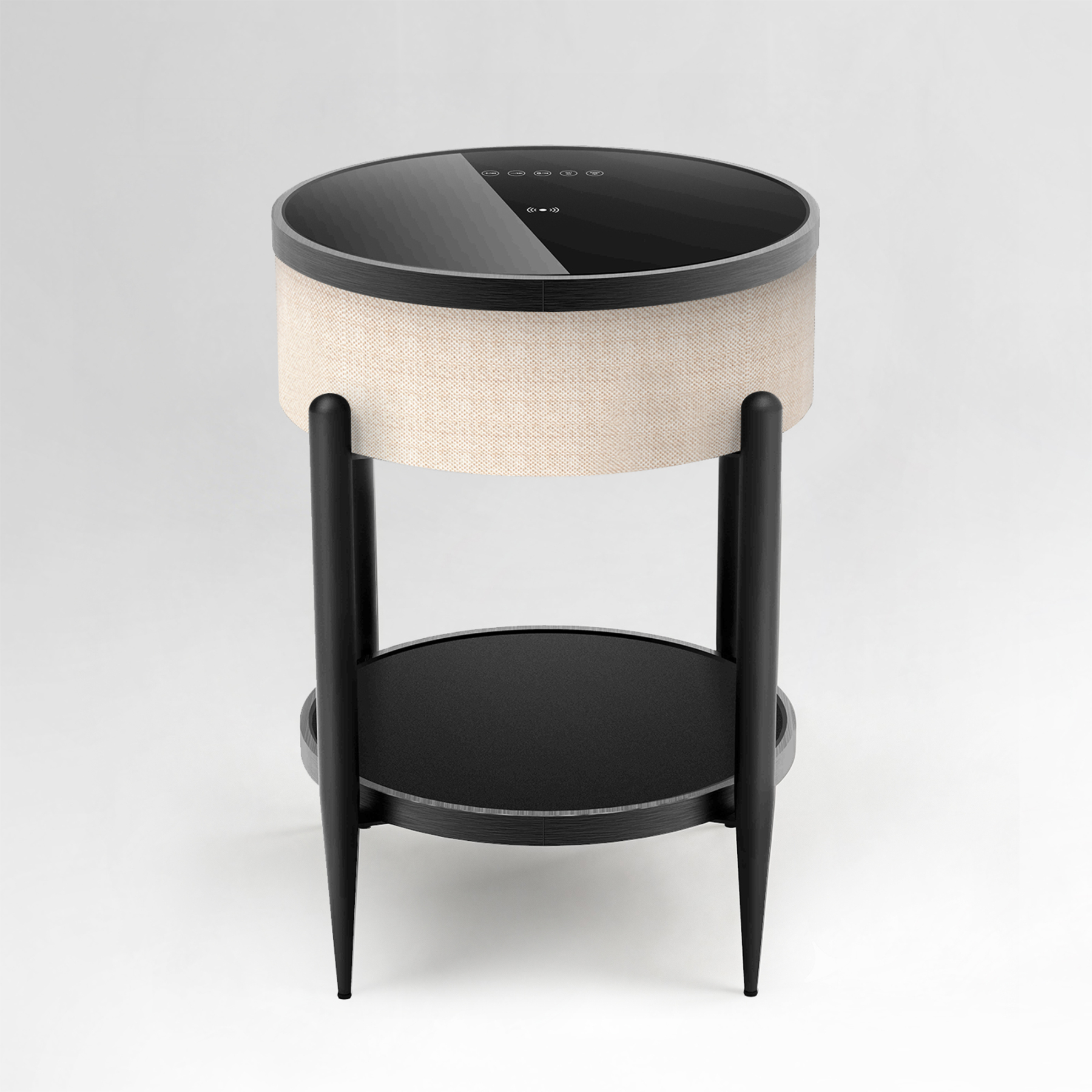 Round Smart Side Table with Built-in Bluetooth Speaker & Wireless Charging