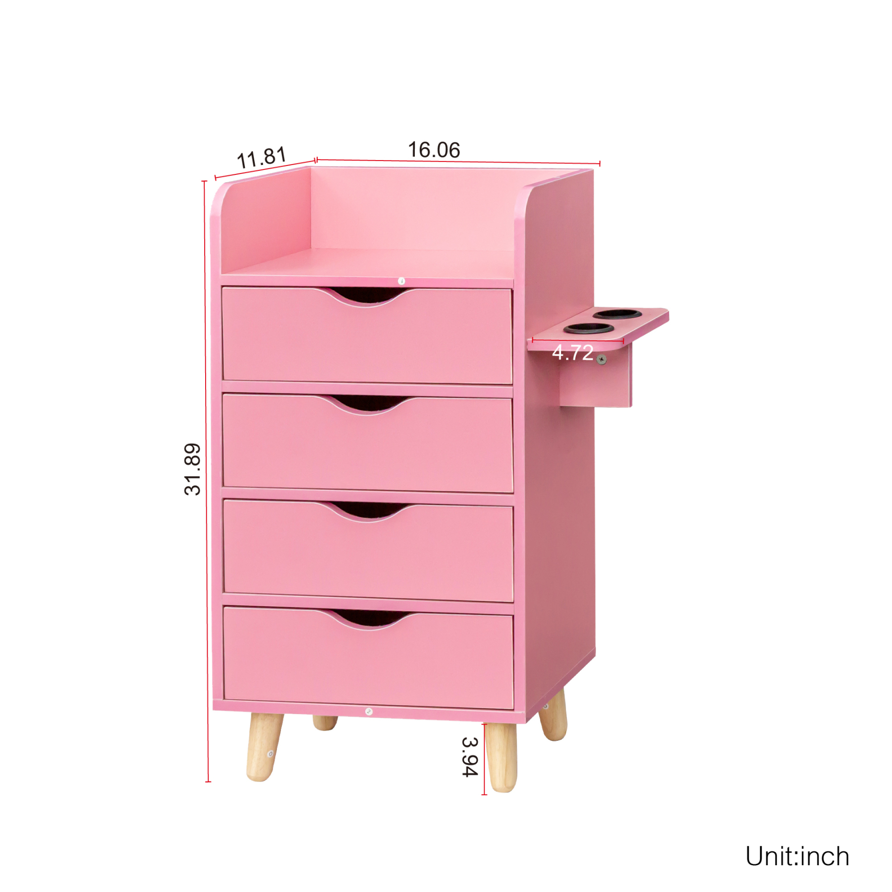Salon Styling Station with 4 Drawers and 2 Hair Dryer Holders