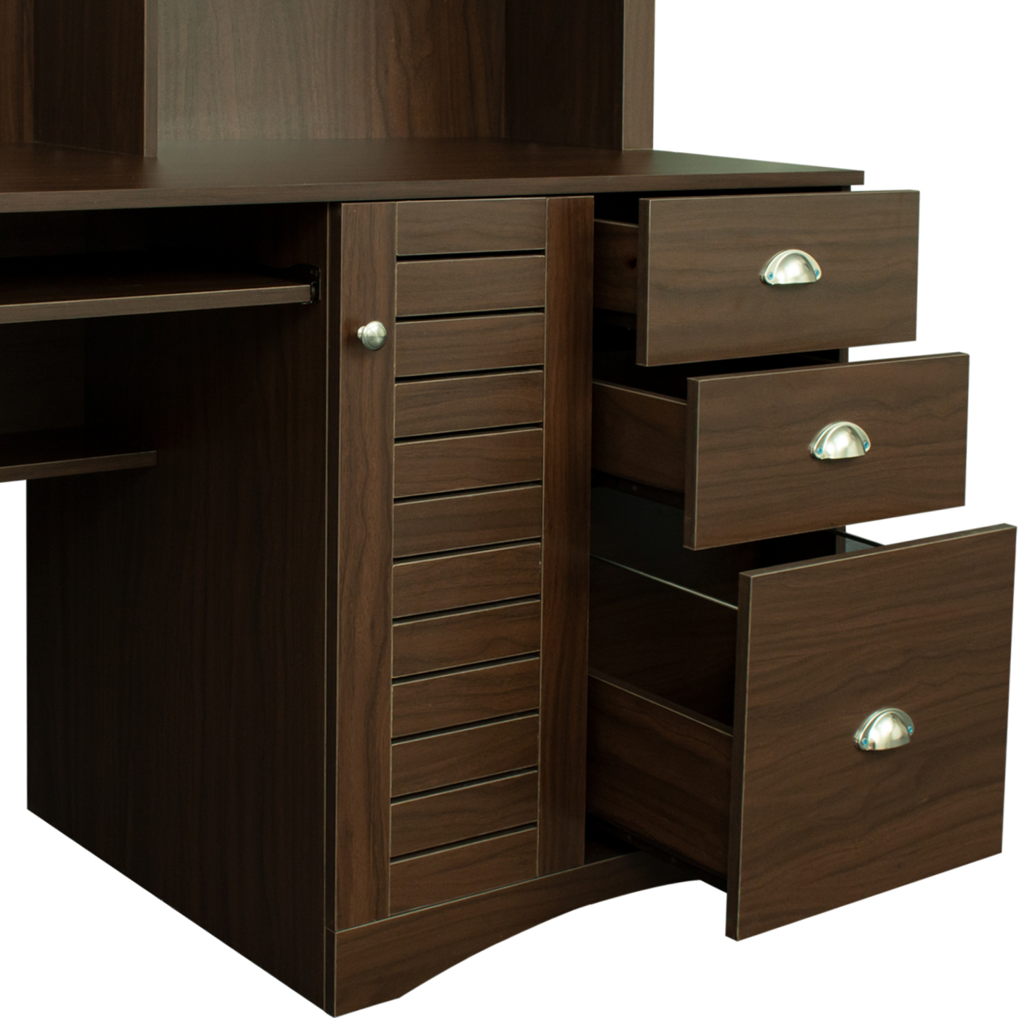 Modern Office Computer Desk with Book Shelf & Drawers | Joysource