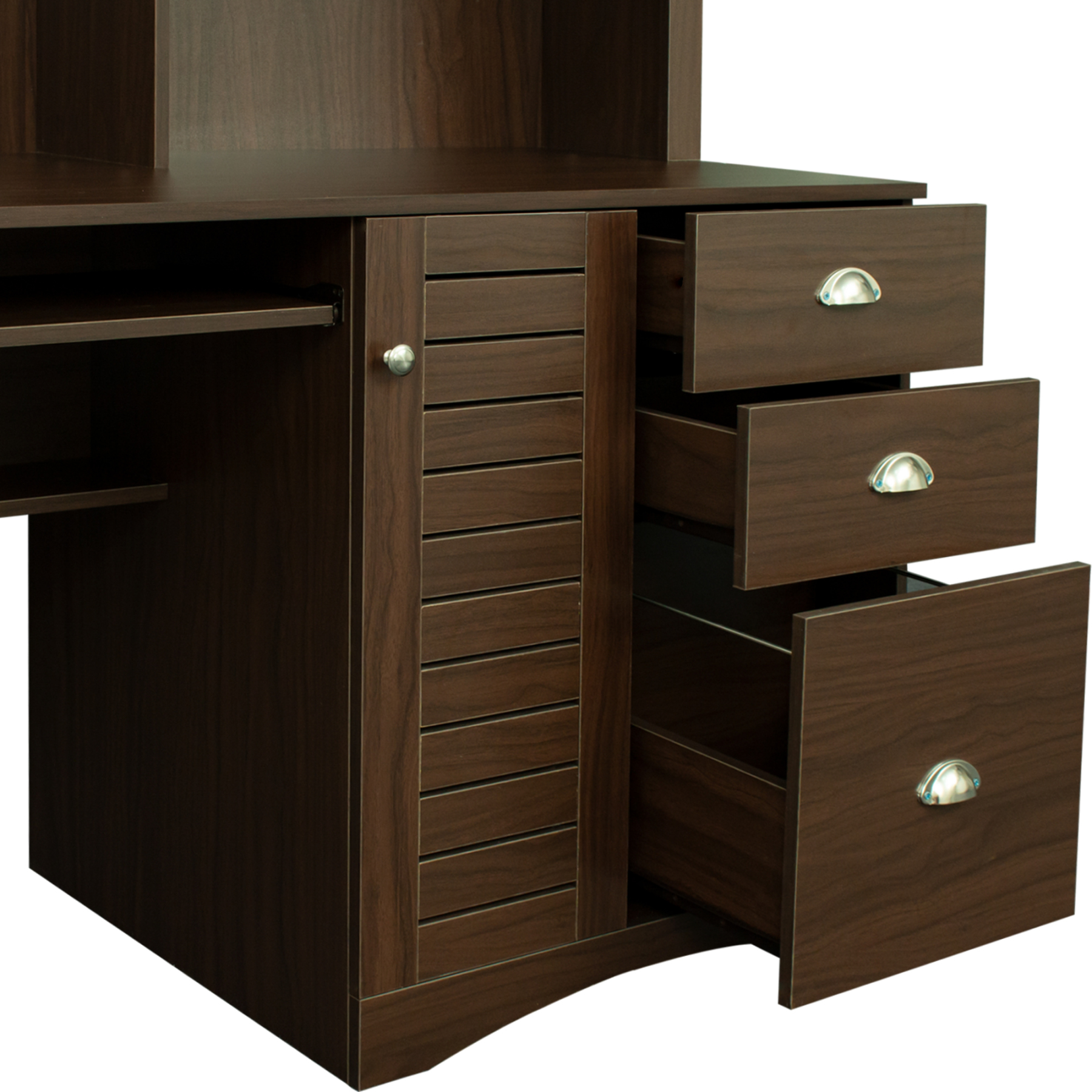 Modern Office Computer Desk with Book Shelf & Drawers | Joysource
