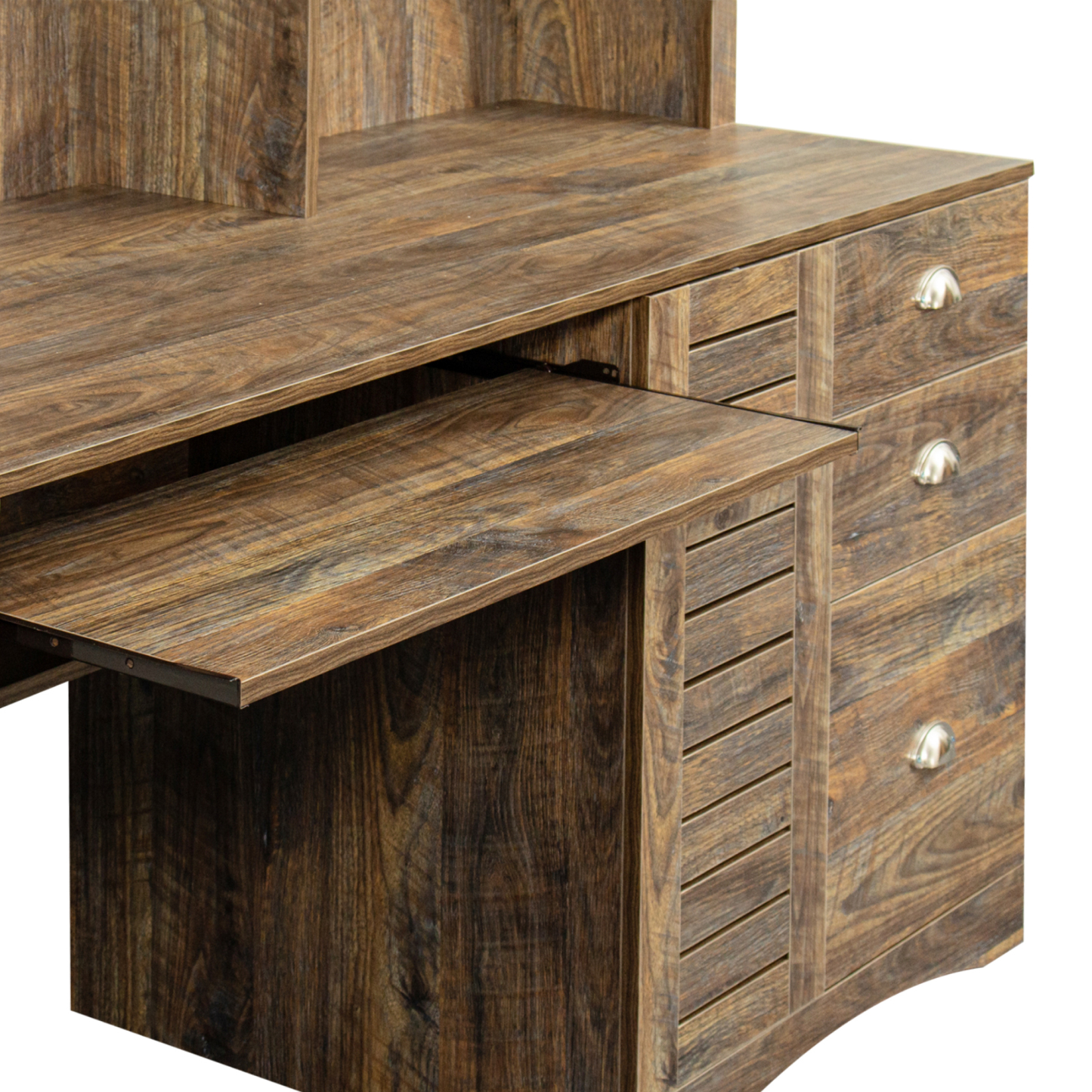 Modern Office Computer Desk with Book Shelf & Drawers | Joysource