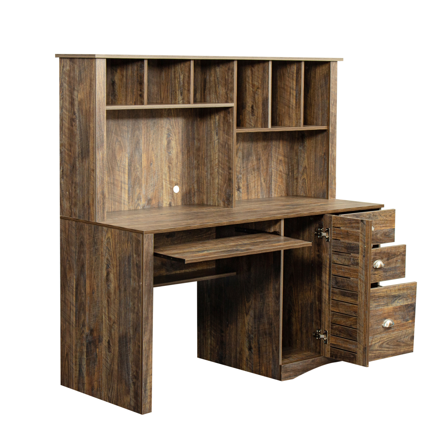 Modern Office Computer Desk with Book Shelf & Drawers | Joysource