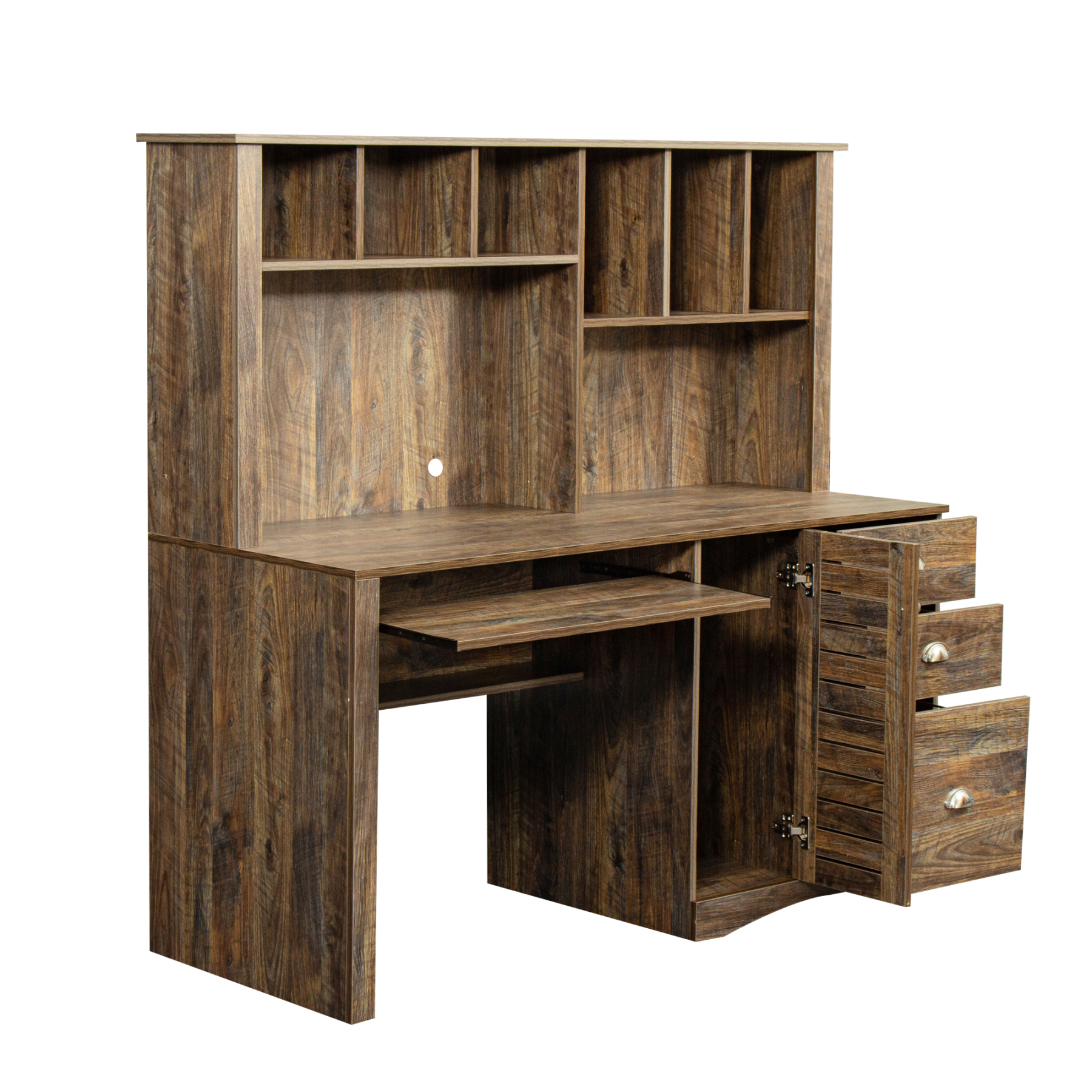Modern Office Computer Desk with Book Shelf & Drawers | Joysource