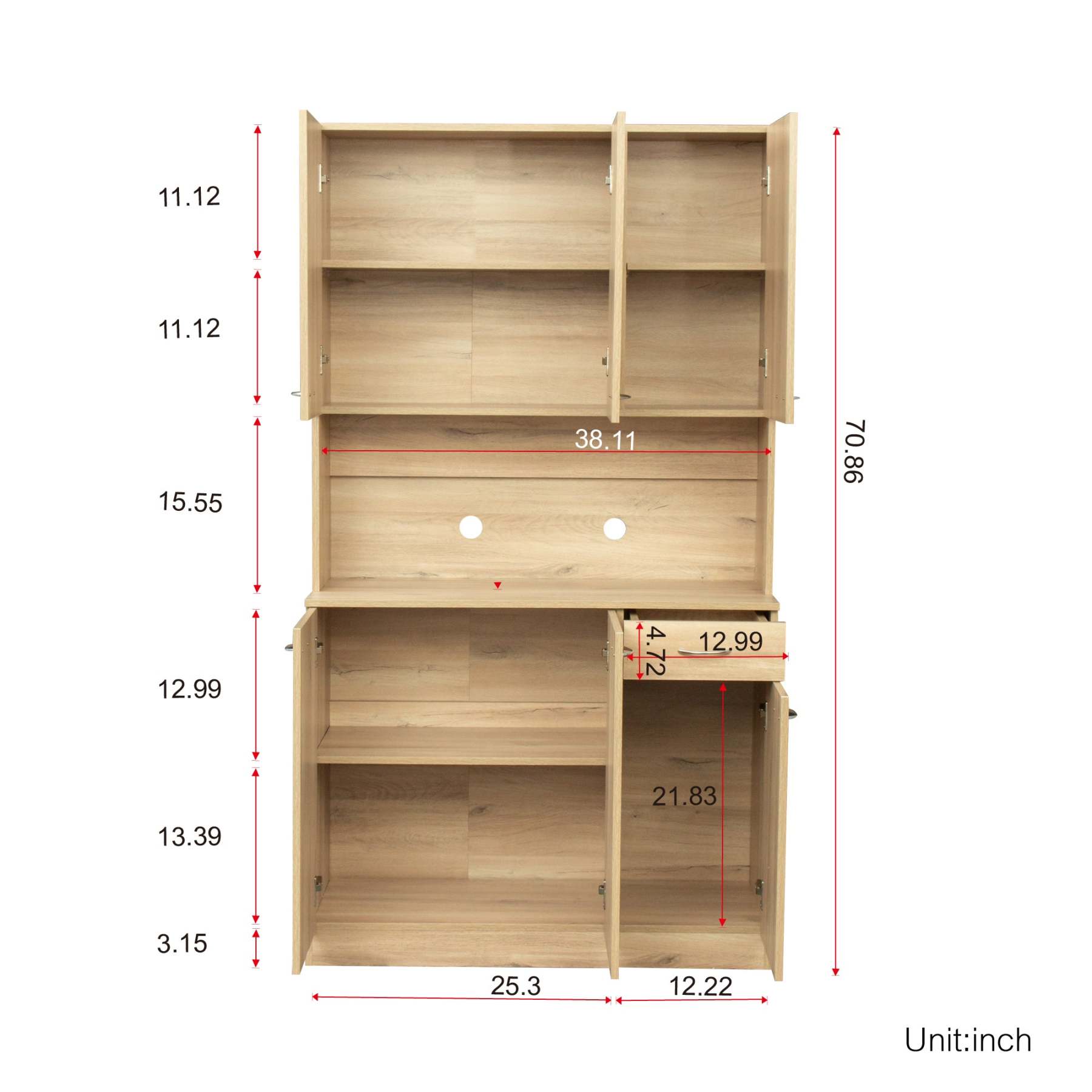 71" Tall Storage Cabinet for Office, Living Room, Bedroom & Kitchen