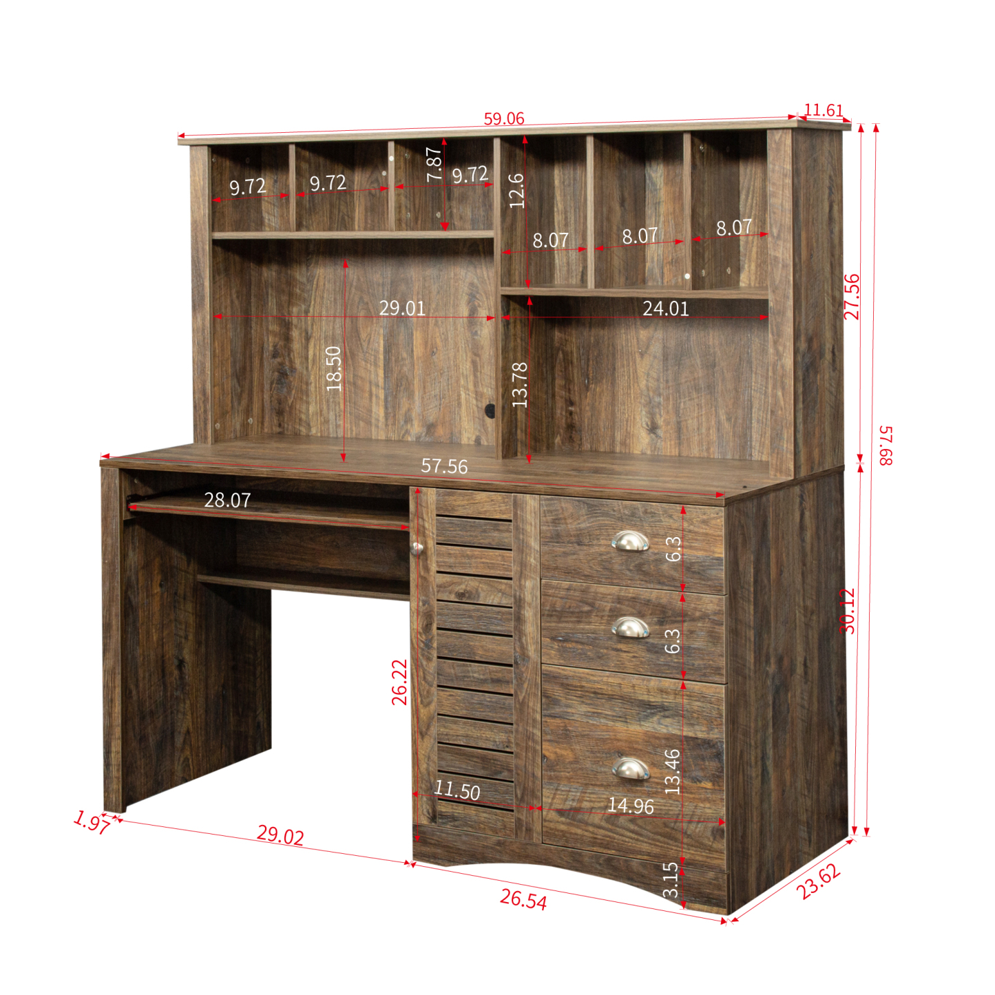 Modern Office Computer Desk with Book Shelf & Drawers | Joysource