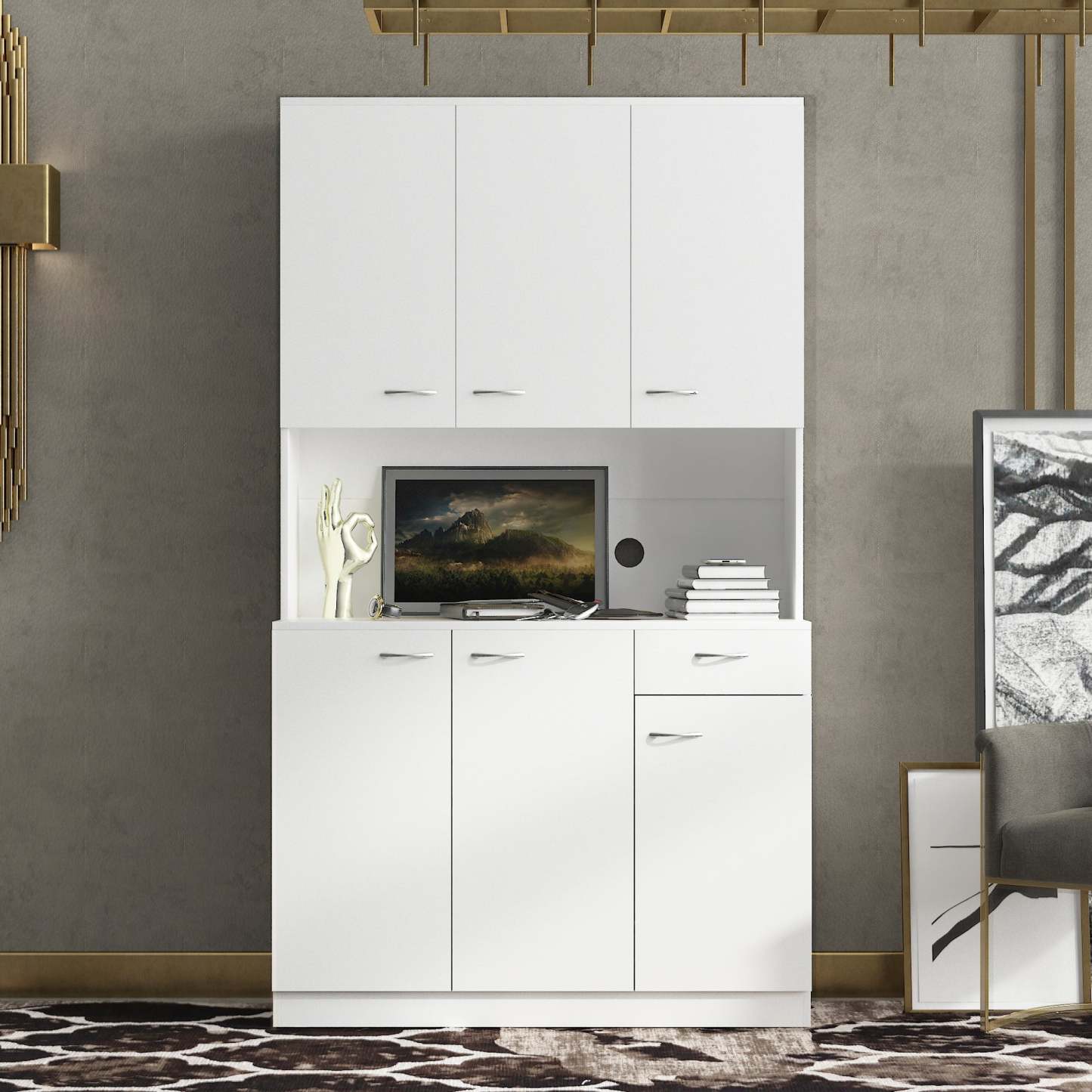 71" Tall Storage Cabinet for Office, Living Room, Bedroom & Kitchen