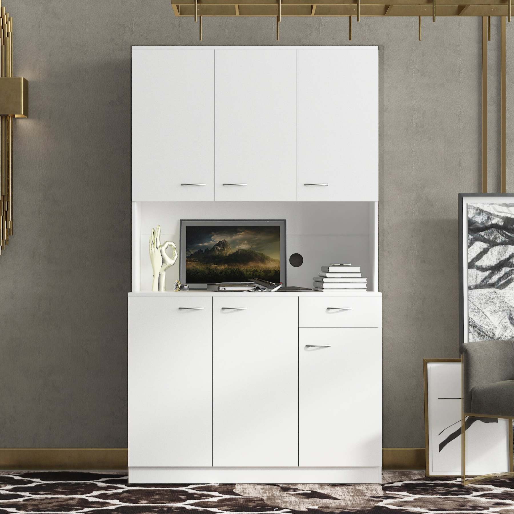 71" Tall Storage Cabinet for Office, Living Room, Bedroom & Kitchen