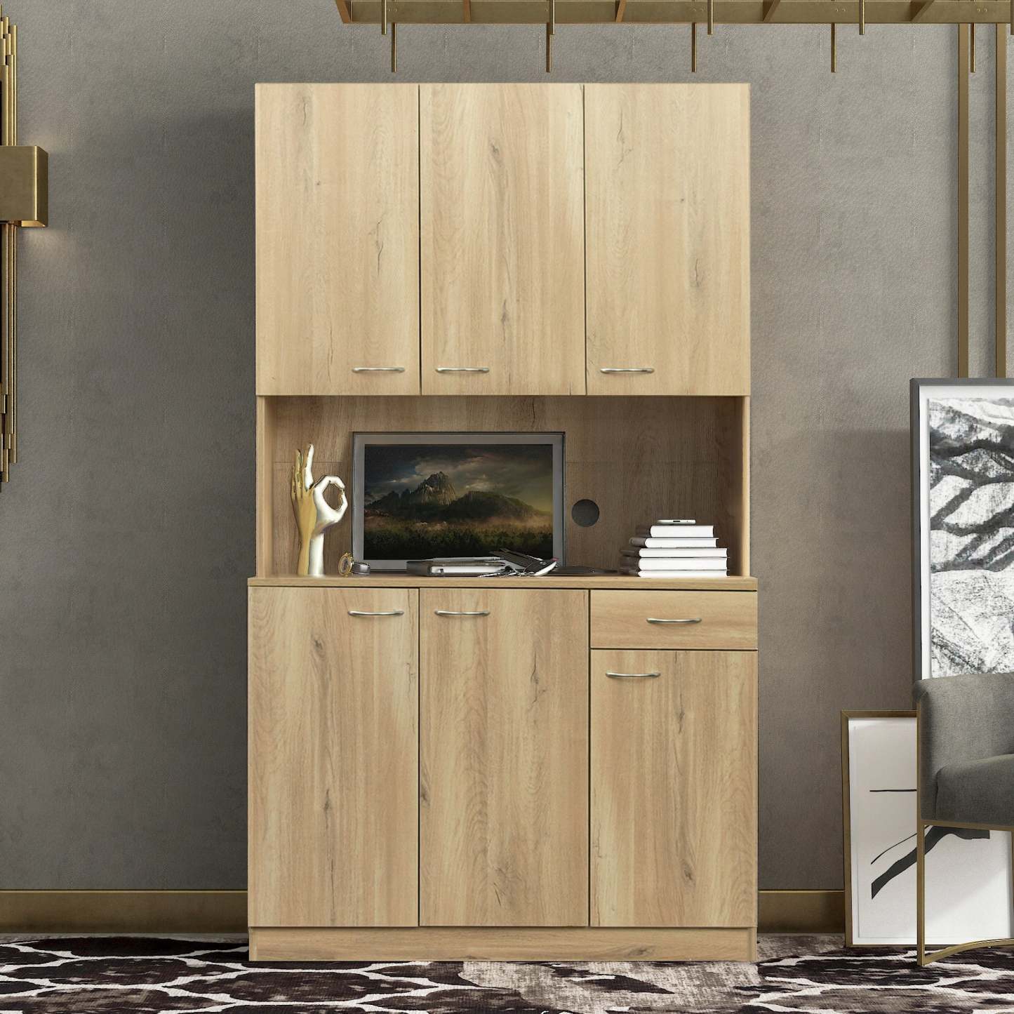 71" Tall Storage Cabinet for Office, Living Room, Bedroom & Kitchen