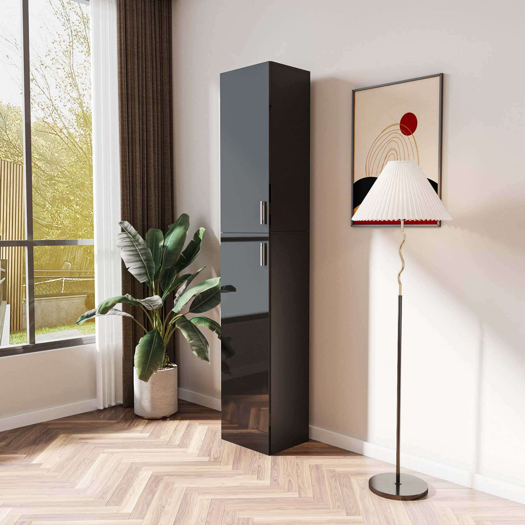Sleek Black Accent Cabinet for Bedroom, Dining Room, or Living Room