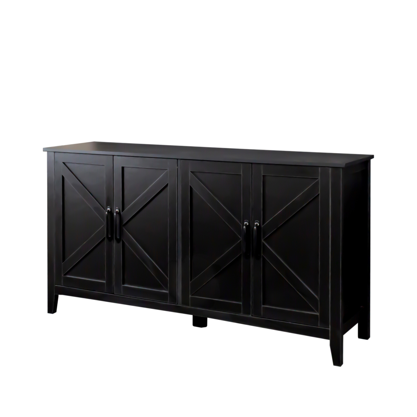 60" Modern Storage Cabinet & Sideboard with 4 Doors and 4 Open Shelves
