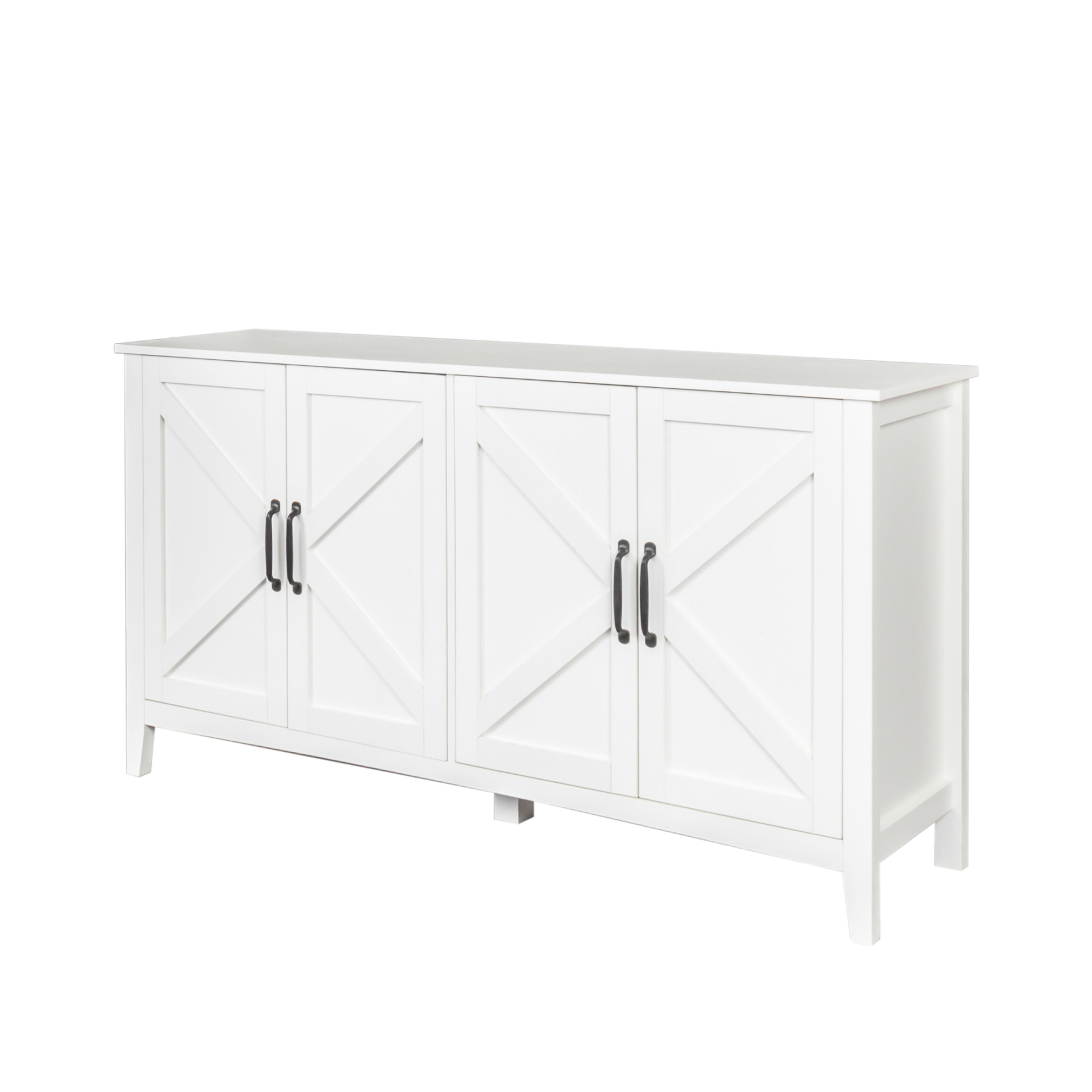 60" Modern Storage Cabinet & Sideboard with 4 Doors and 4 Open Shelves