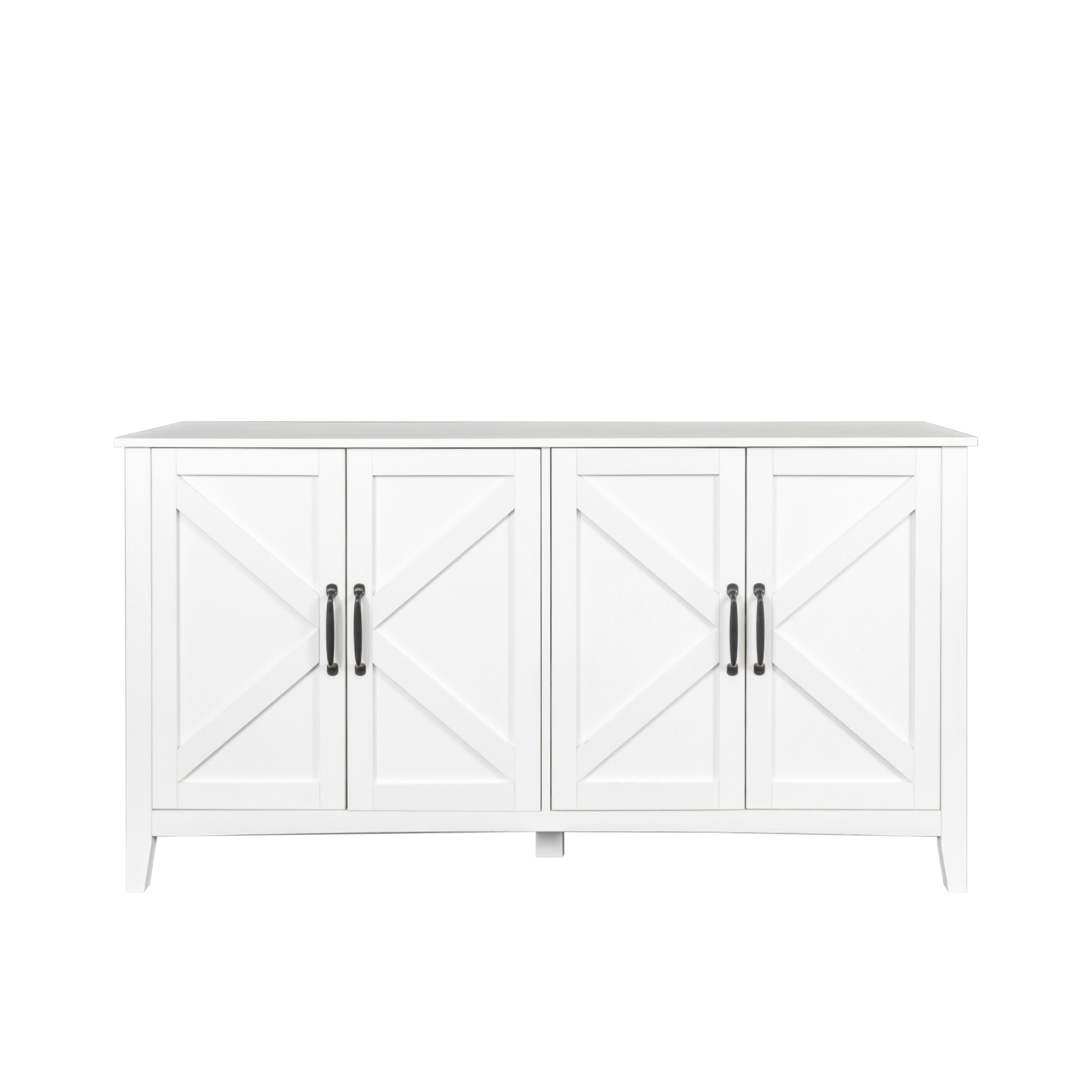 60" Modern Storage Cabinet & Sideboard with 4 Doors and 4 Open Shelves