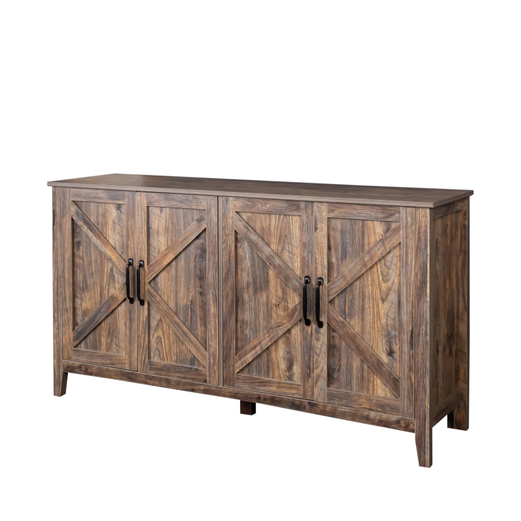 60" Modern Storage Cabinet & Sideboard with 4 Doors and 4 Open Shelves