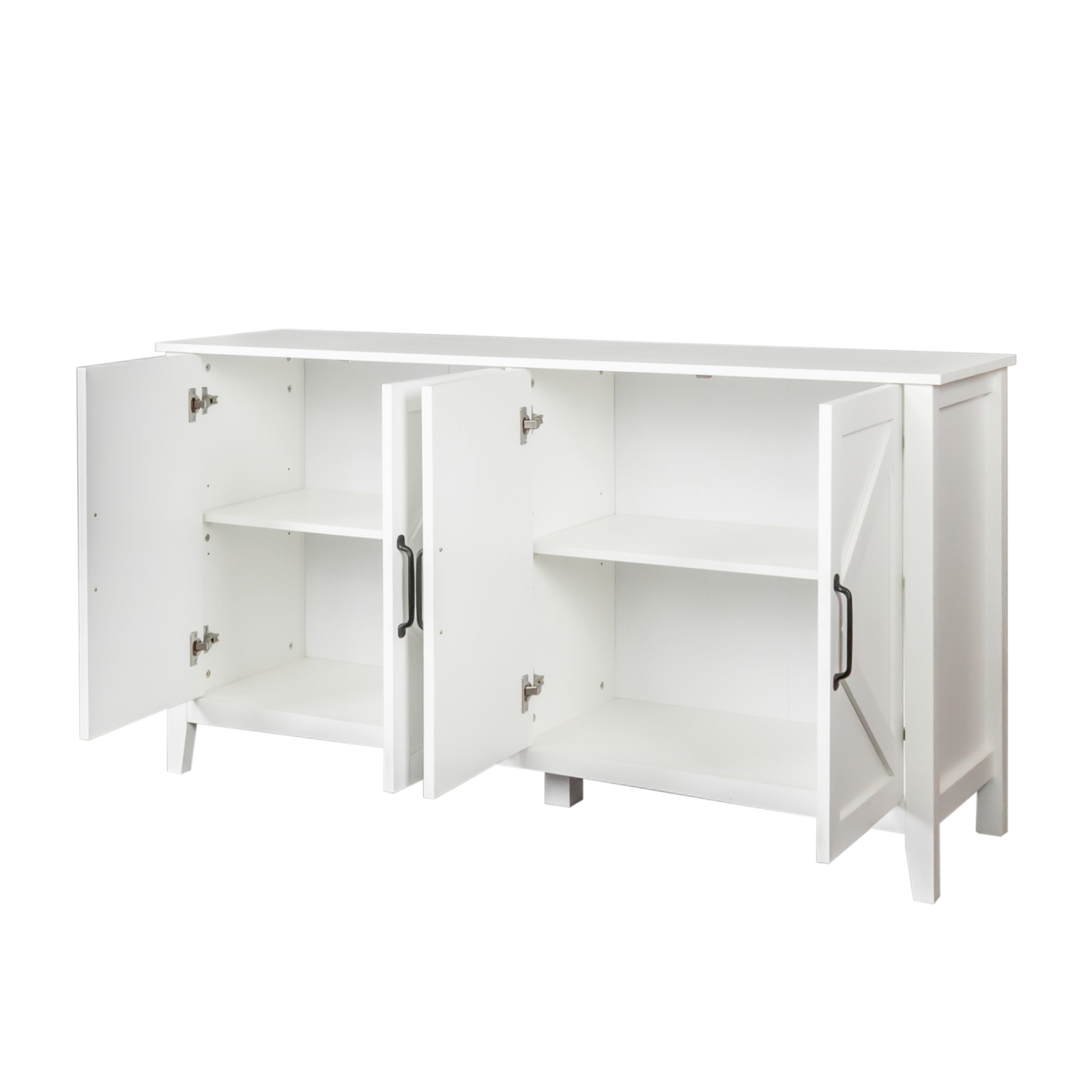 60" Modern Storage Cabinet & Sideboard with 4 Doors and 4 Open Shelves