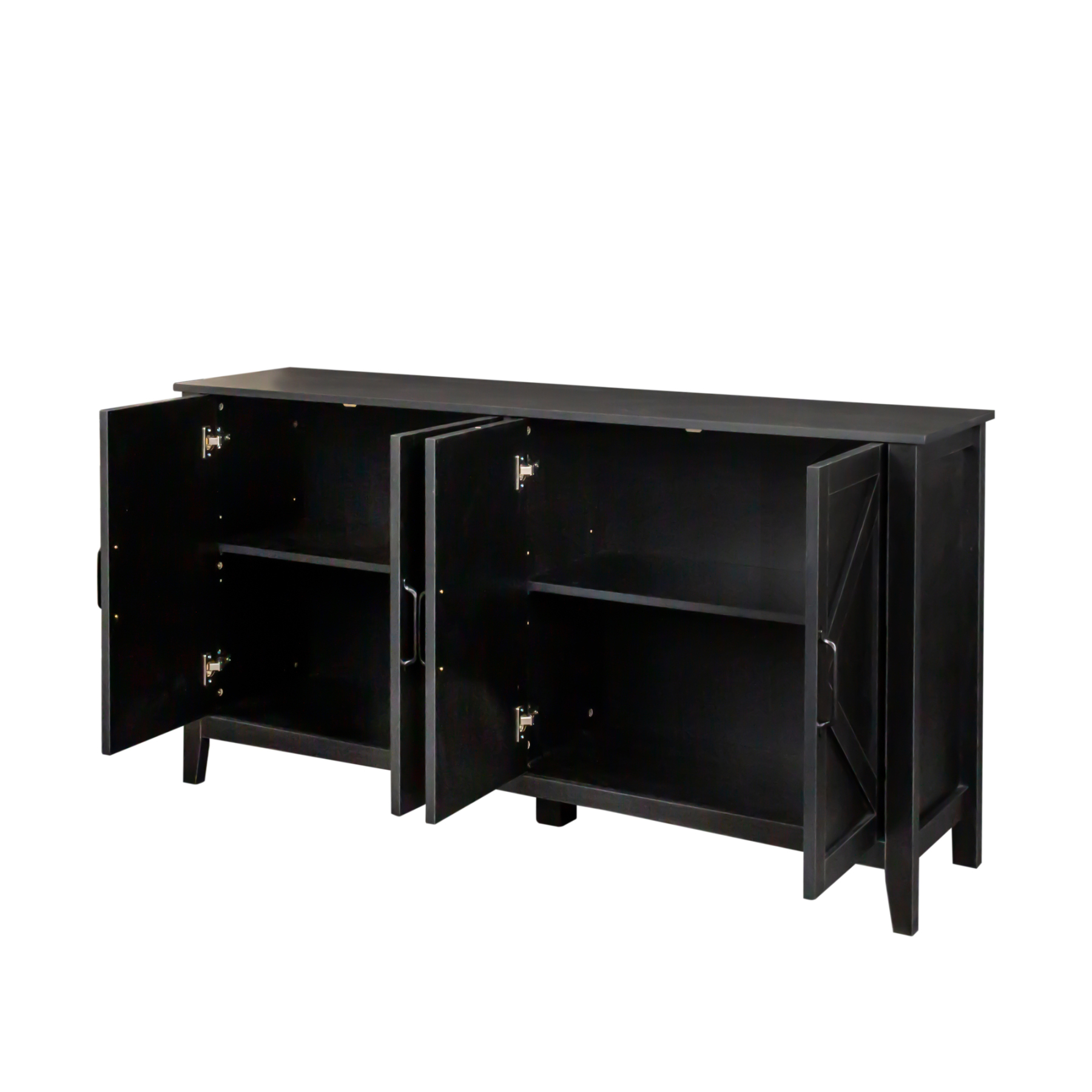 60" Modern Storage Cabinet & Sideboard with 4 Doors and 4 Open Shelves