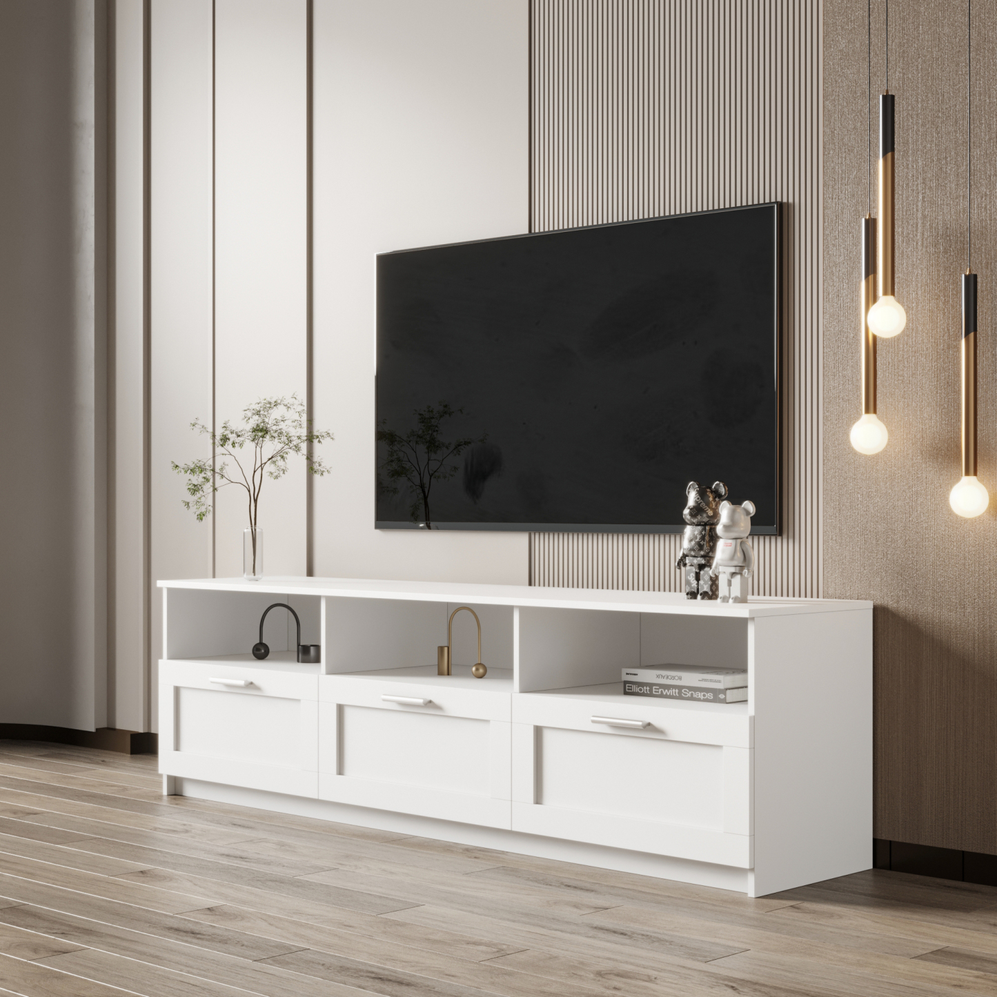 70" Minimalist TV Stand w/ Drawers & Storage for Living Room