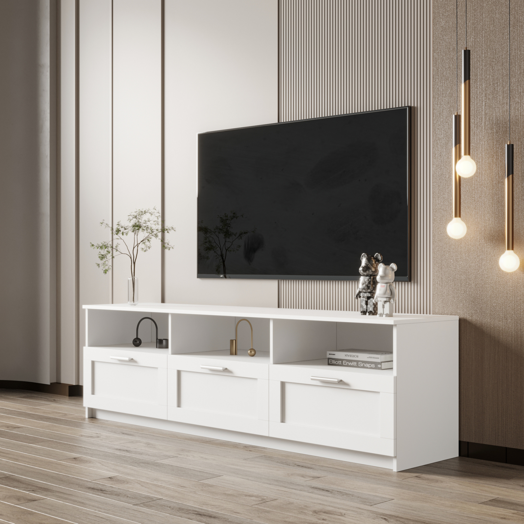 70" Minimalist TV Stand w/ Drawers & Storage for Living Room