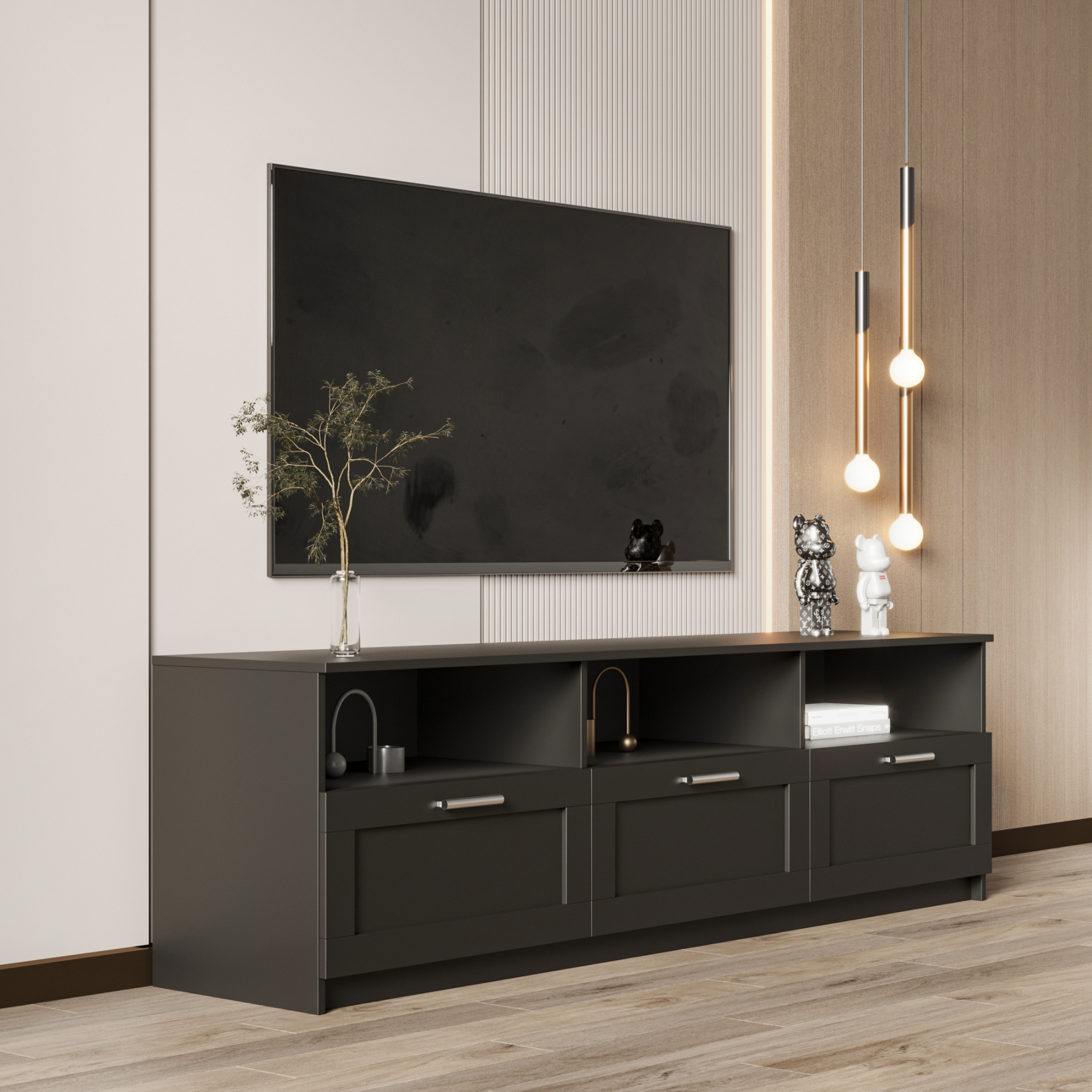 70" Minimalist TV Stand w/ Drawers & Storage for Living Room