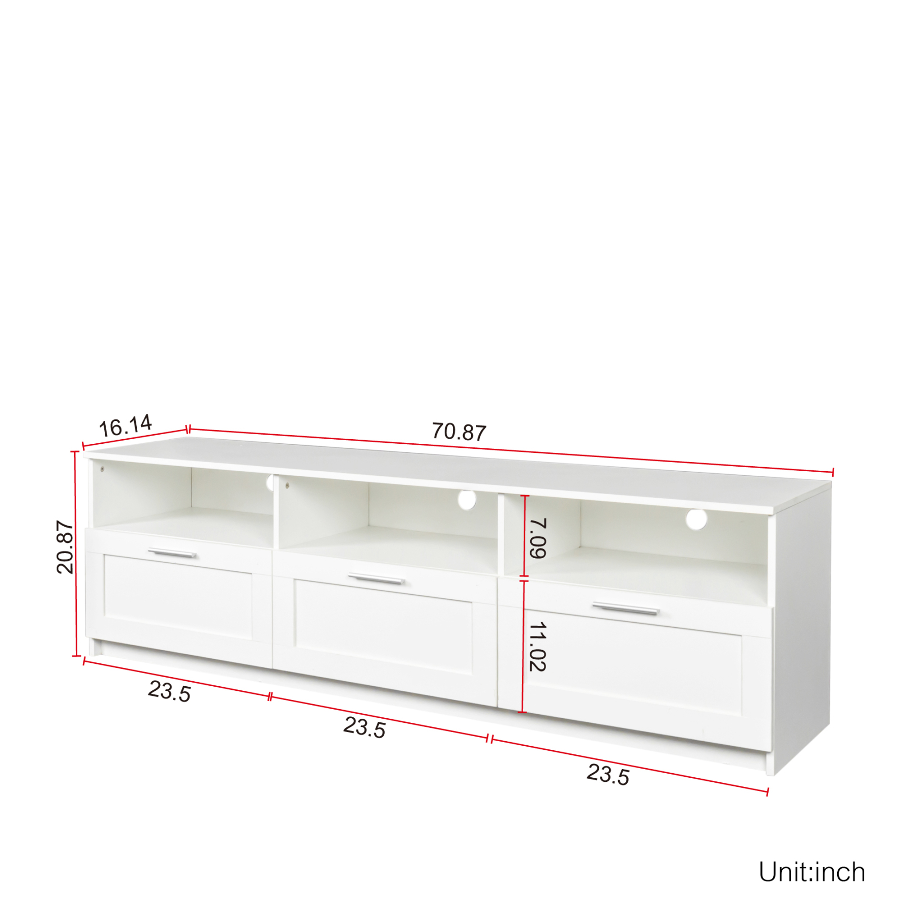 70" Minimalist TV Stand w/ Drawers & Storage for Living Room