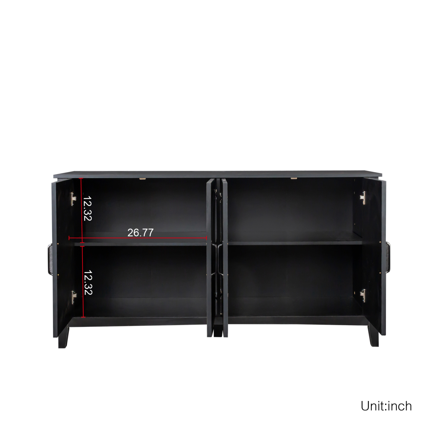 60" Modern Storage Cabinet & Sideboard with 4 Doors and 4 Open Shelves