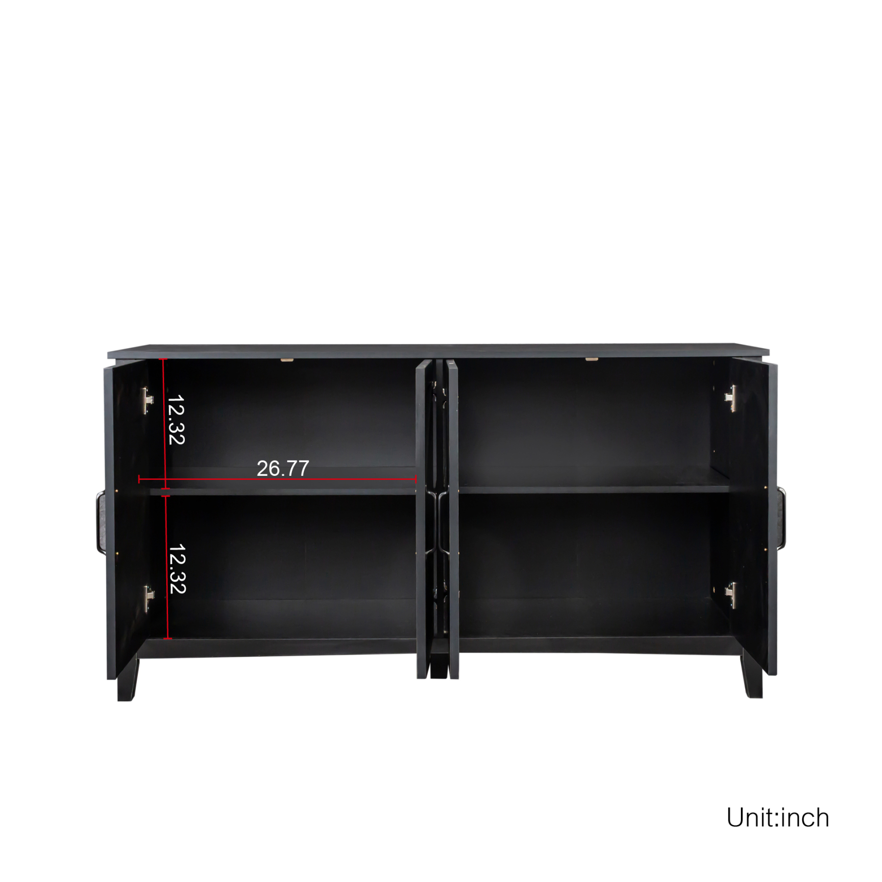 60" Modern Storage Cabinet & Sideboard with 4 Doors and 4 Open Shelves
