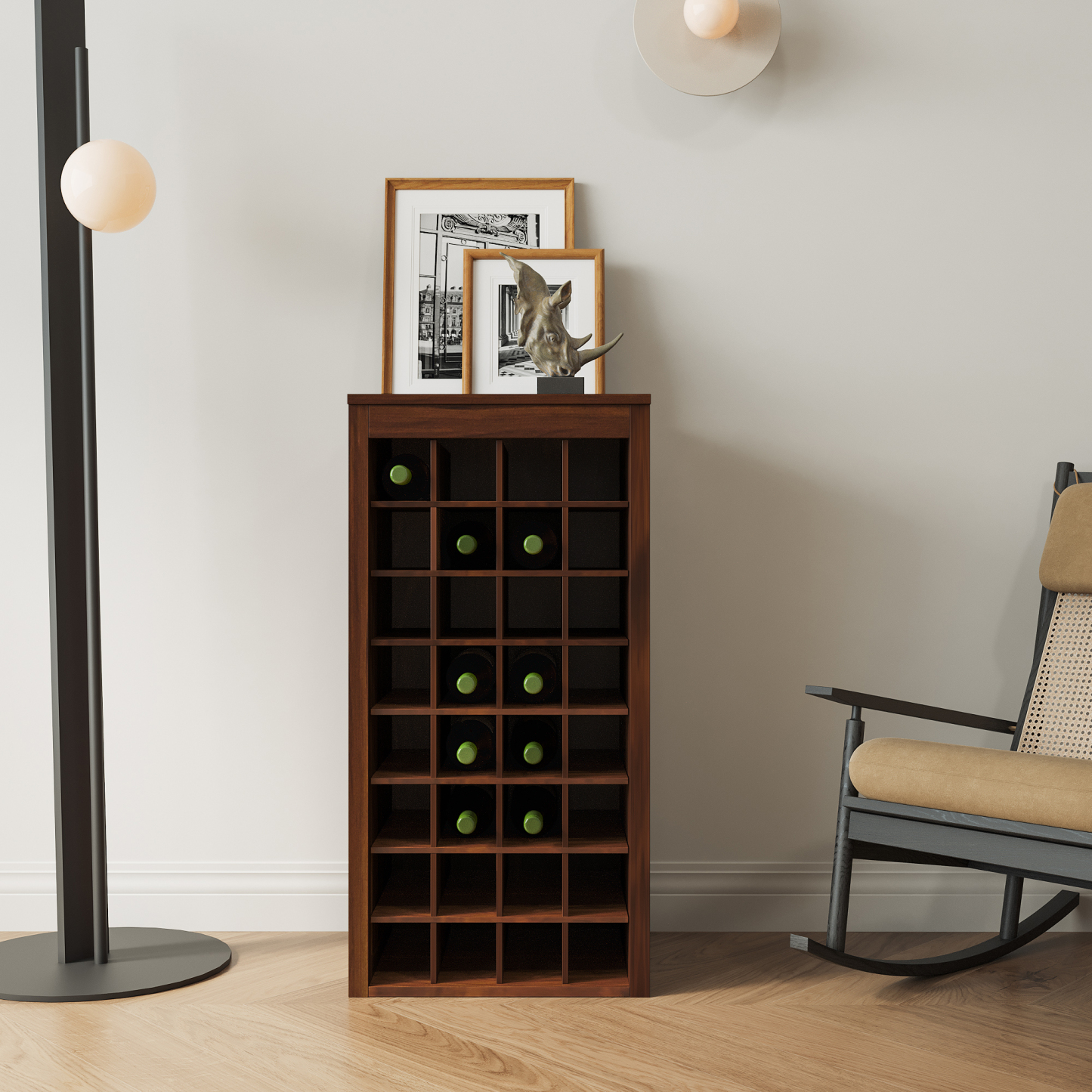 Modern Bar Cabinet 32-Bottle for Storage & Display - Joysource