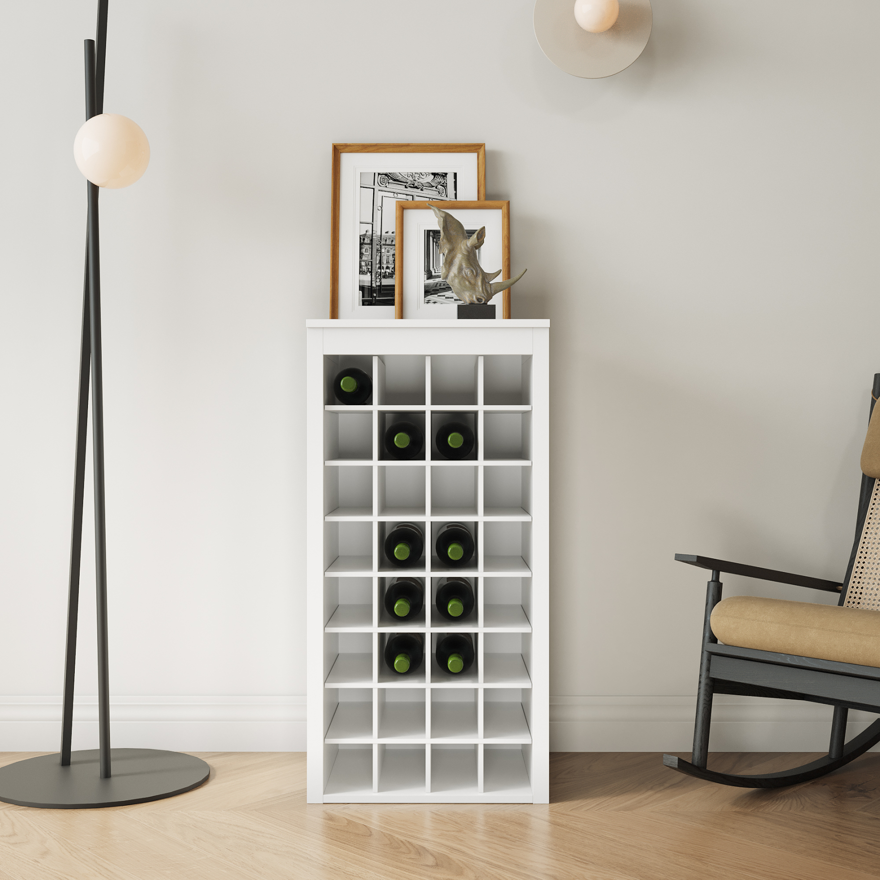 Modern Bar Cabinet 32-Bottle for Storage & Display - Joysource