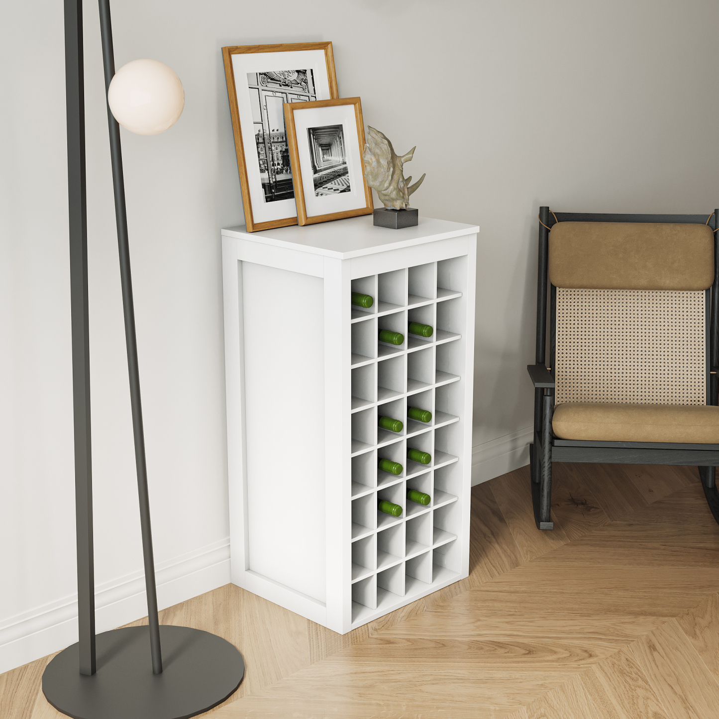 Modern Bar Cabinet 32-Bottle for Storage & Display - Joysource