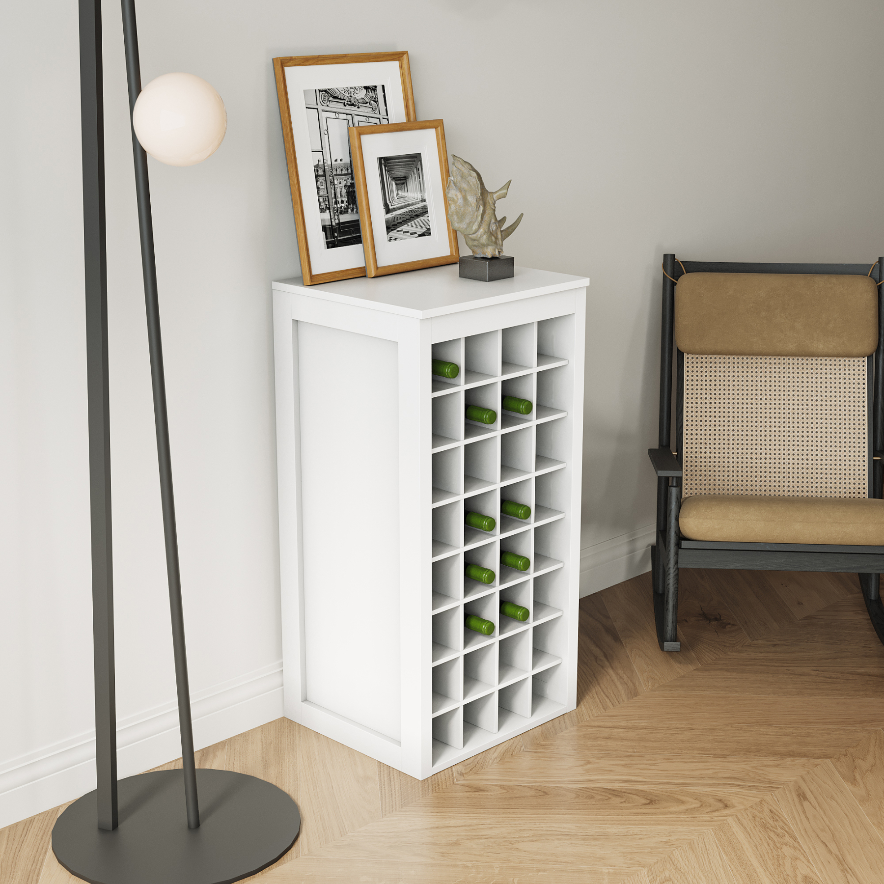 Modern Bar Cabinet 32-Bottle for Storage & Display - Joysource
