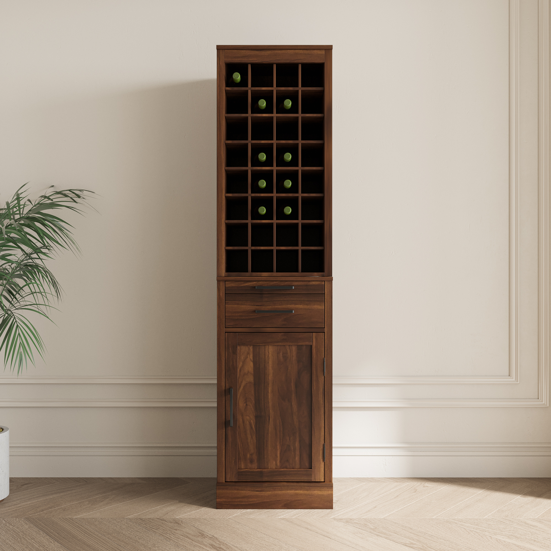 Modern Bar Cabinet 32-Bottle for Storage & Display - Joysource