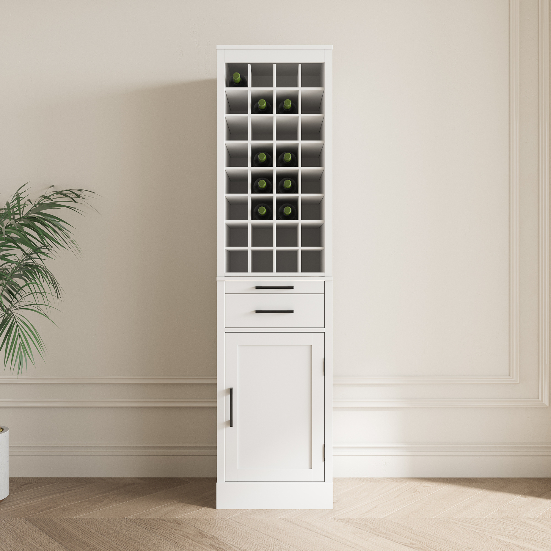 Modern Bar Cabinet 32-Bottle for Storage & Display - Joysource
