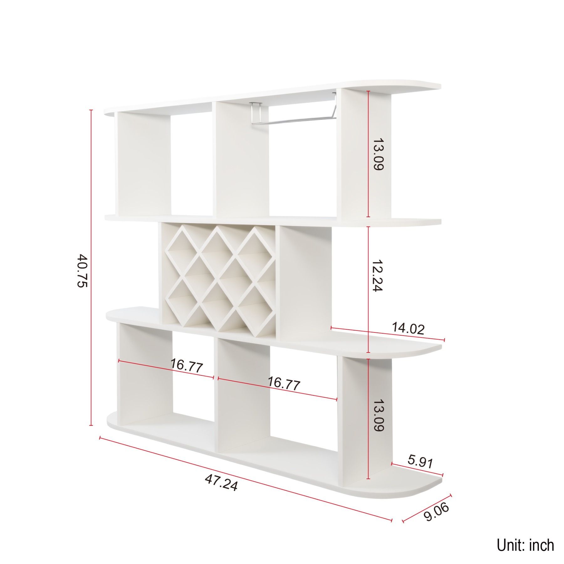 3-Tier Wall-Mounted Wine Rack w/ Glass Holder for Dining Room & Home Bar