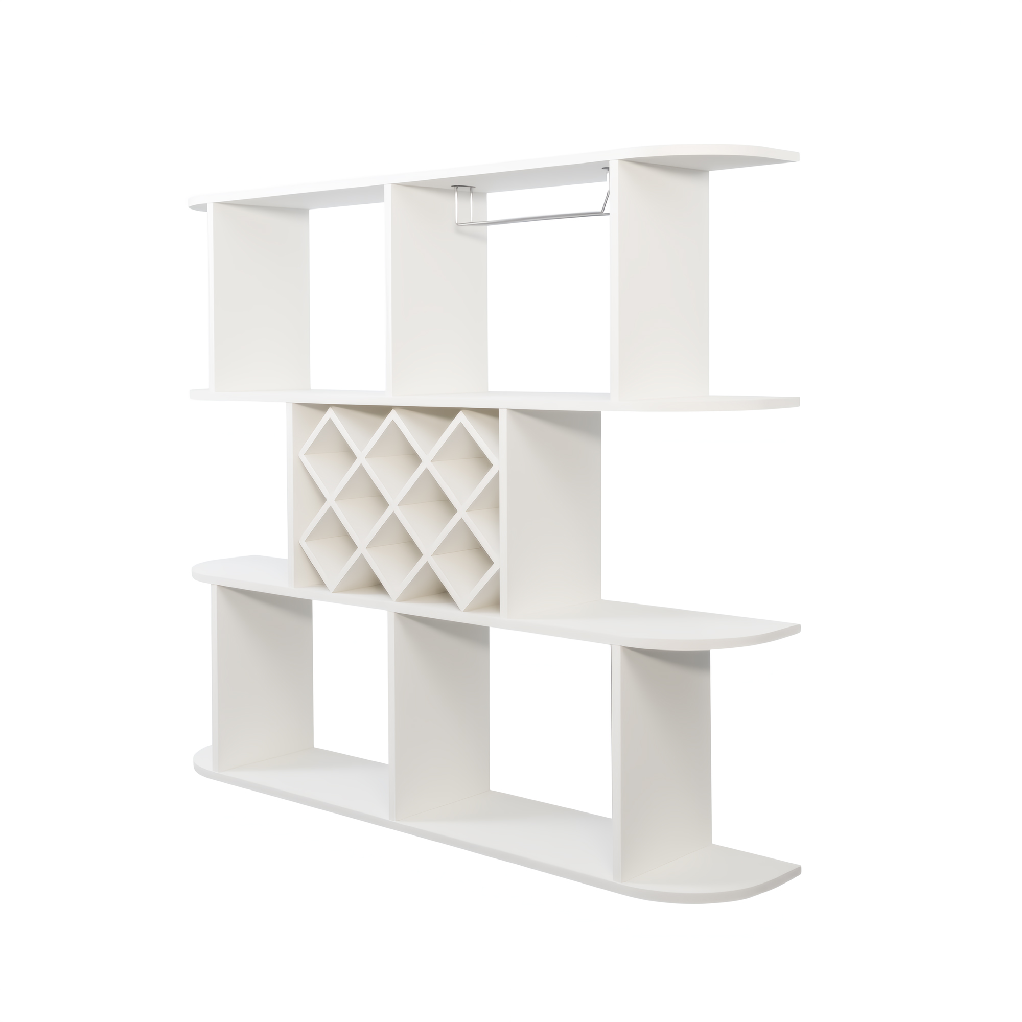 3-Tier Wall-Mounted Wine Rack w/ Glass Holder for Dining Room & Home Bar