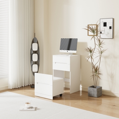 3 in 1 Convertible Makeup Vanity Set w/ Drawers, Glass Tabletop, Flip-Up Mirror | Space-Saving