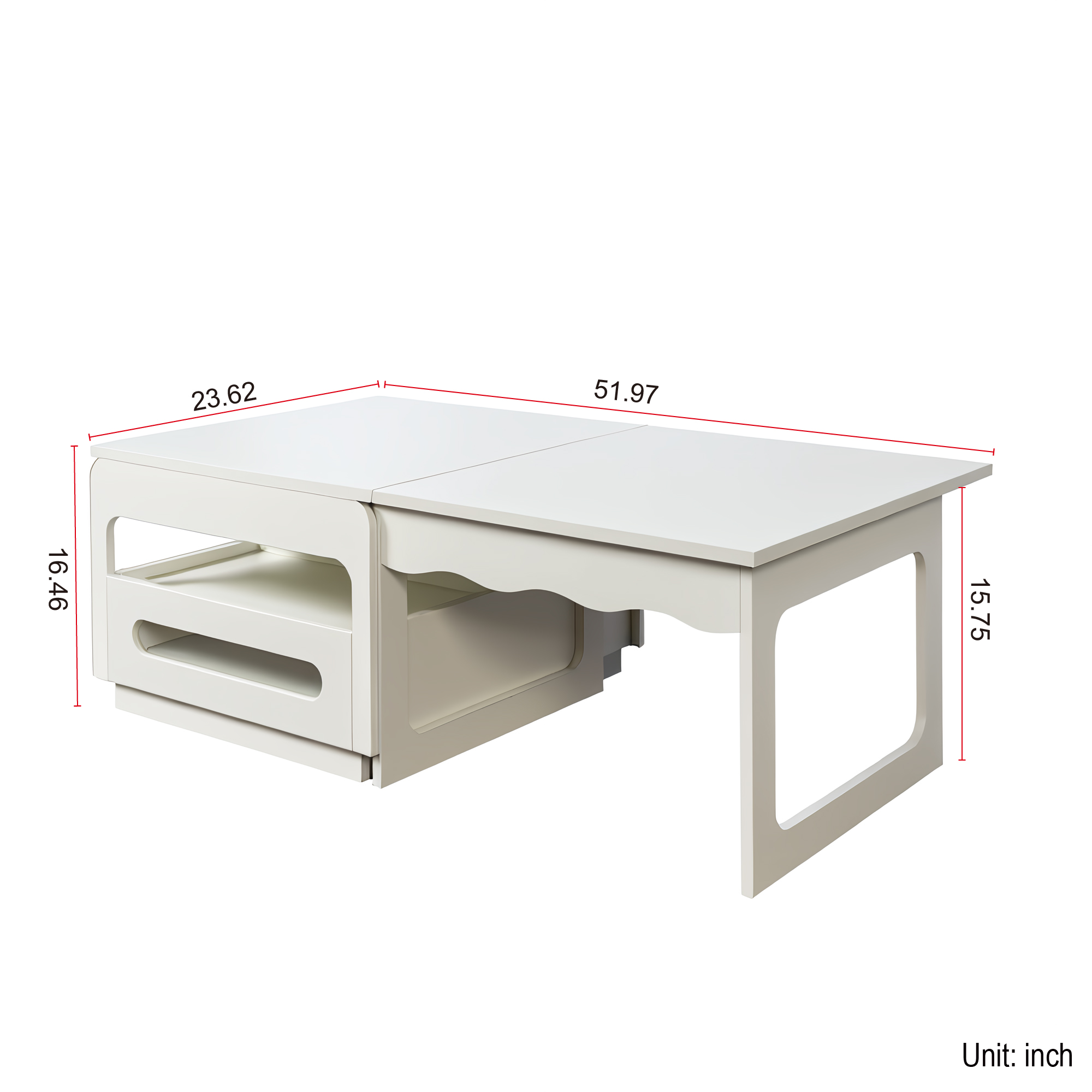 3-in-1 Multifunctional Coffee Table w/ Expandable Top & Hidden Storage 