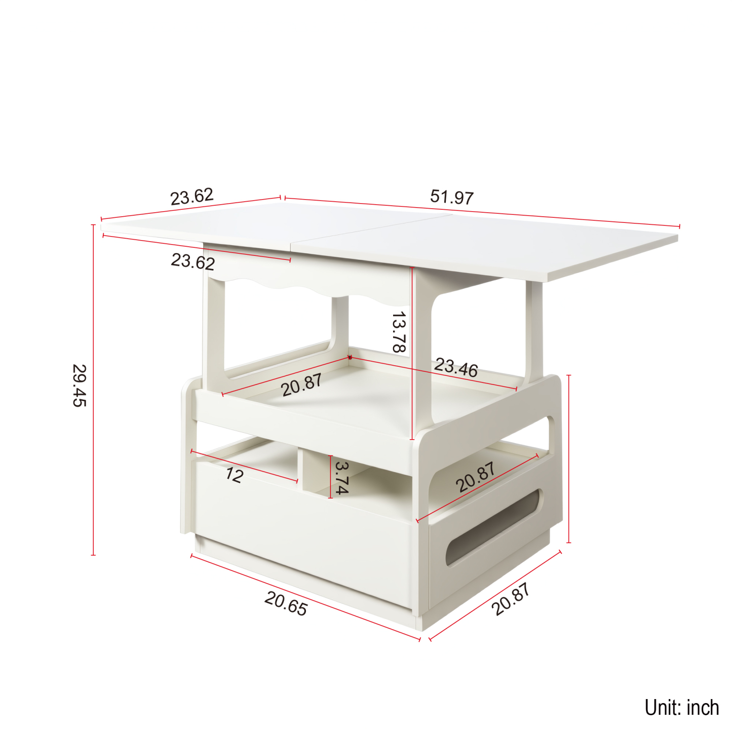 3-in-1 Multifunctional Coffee Table w/ Expandable Top & Hidden Storage 