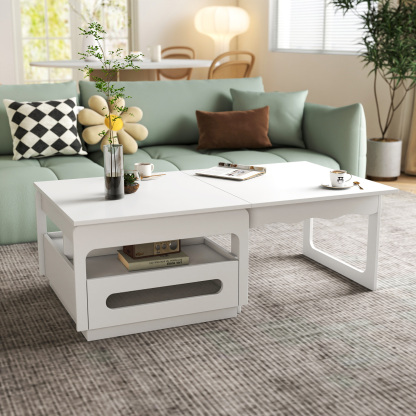 3-in-1 Multifunctional Coffee Table w/ Expandable Top & Hidden Storage 