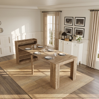 Extendable Dining Table with Hidden Storage for 1-9 People | 21"-98"